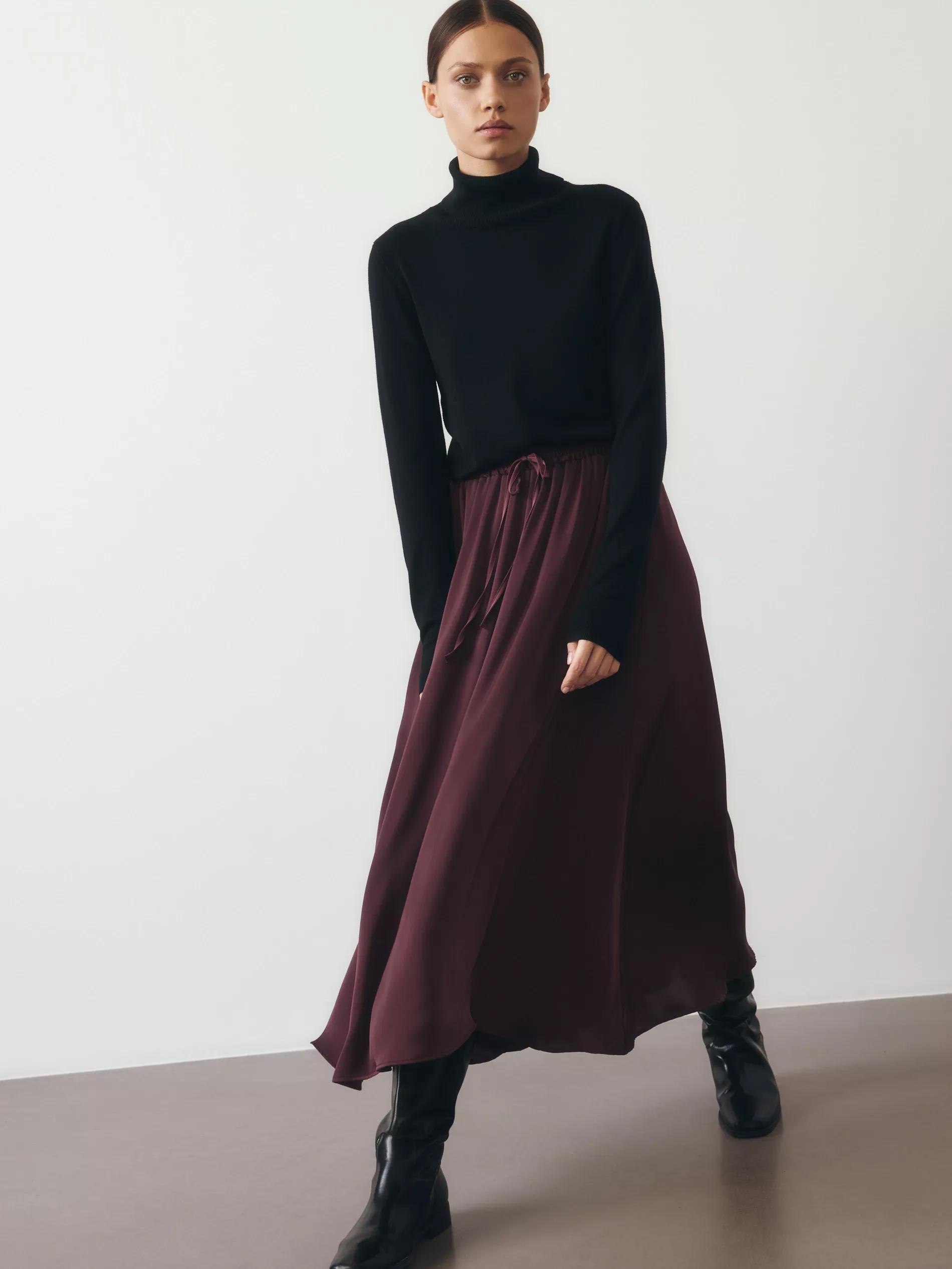 Red Satin Maxi Skirt, , large image number 1