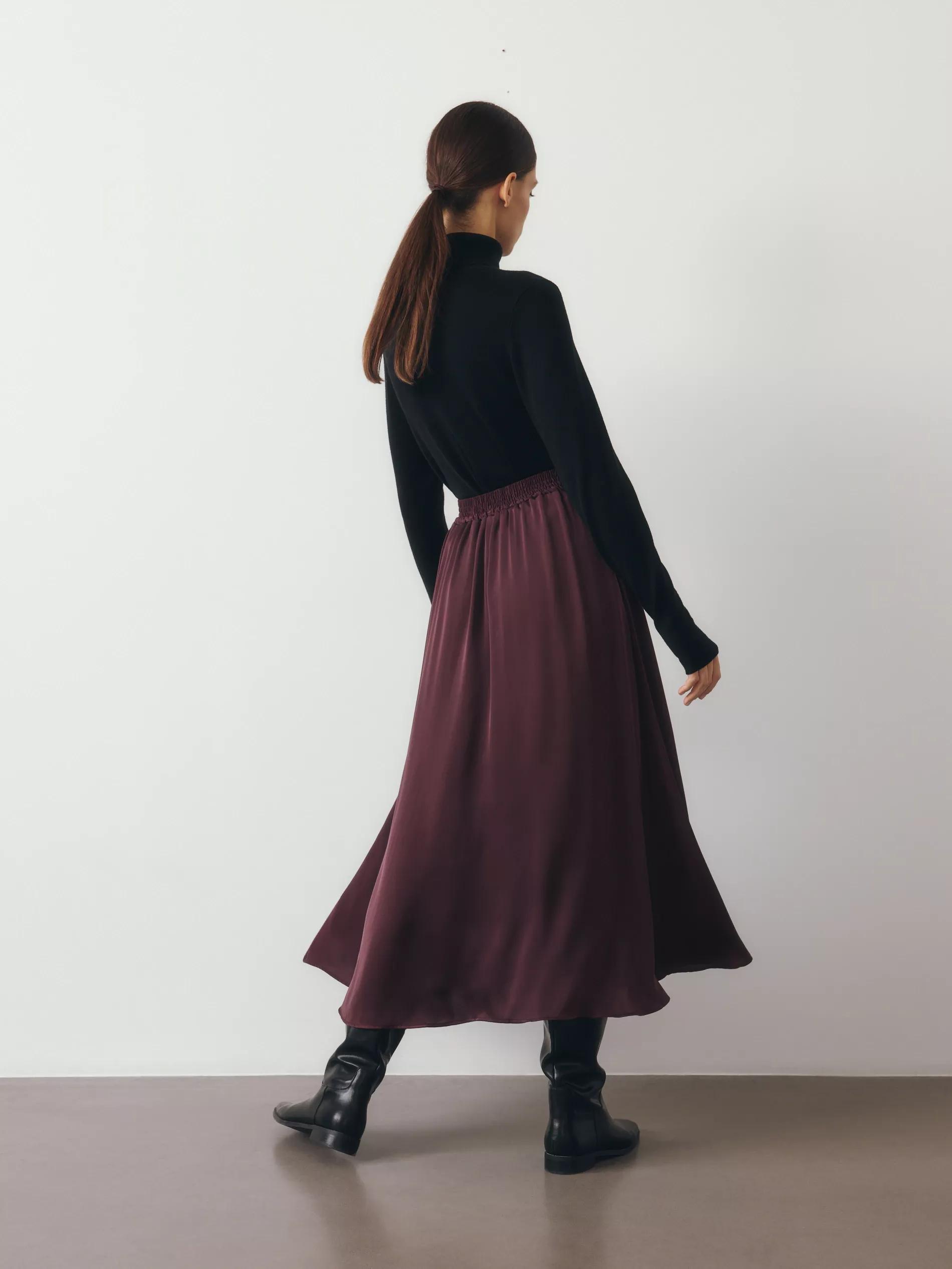 Red Satin Maxi Skirt, , large image number 3
