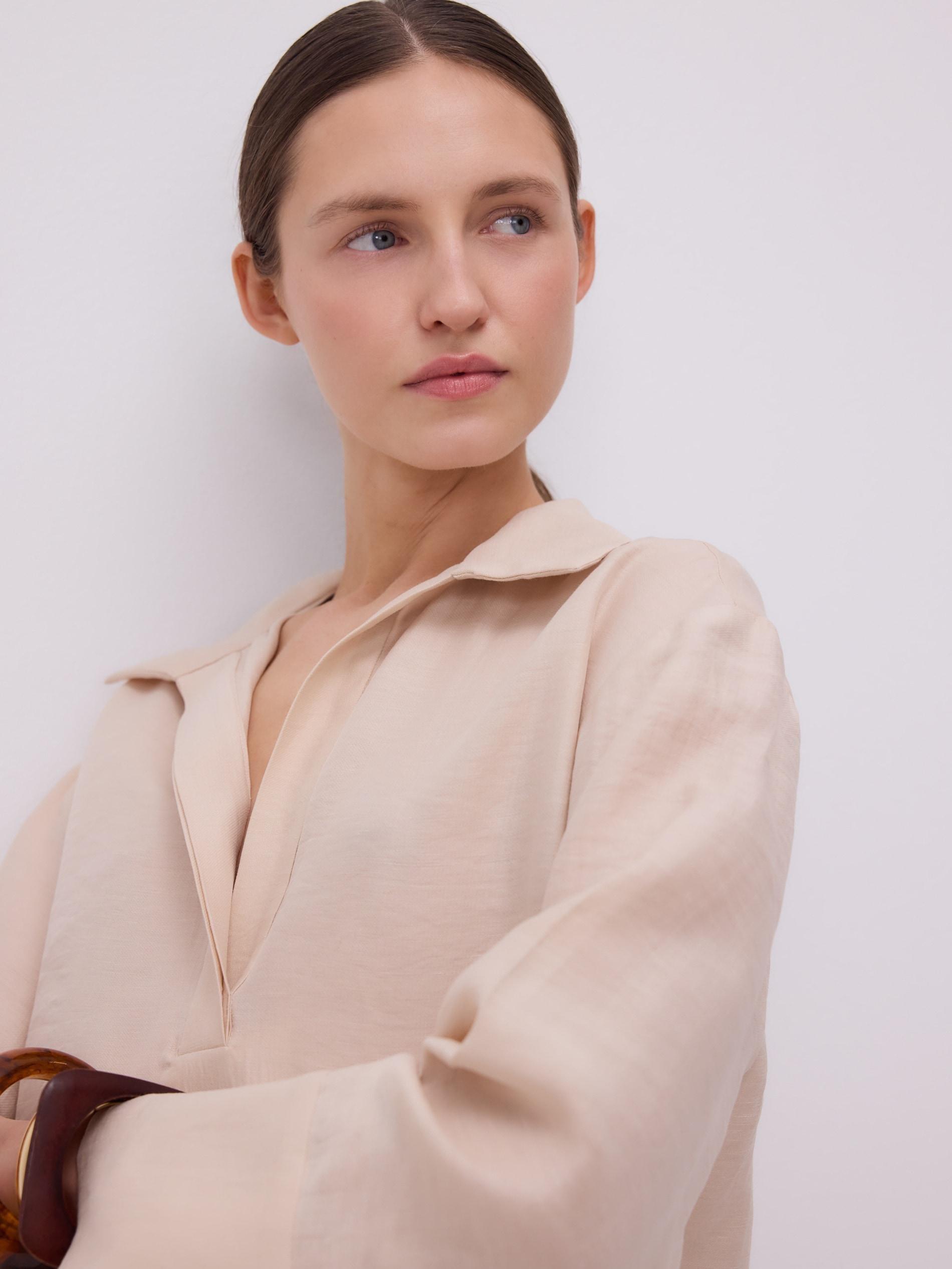 Beige Linen Rich Shirt, , large image number 0