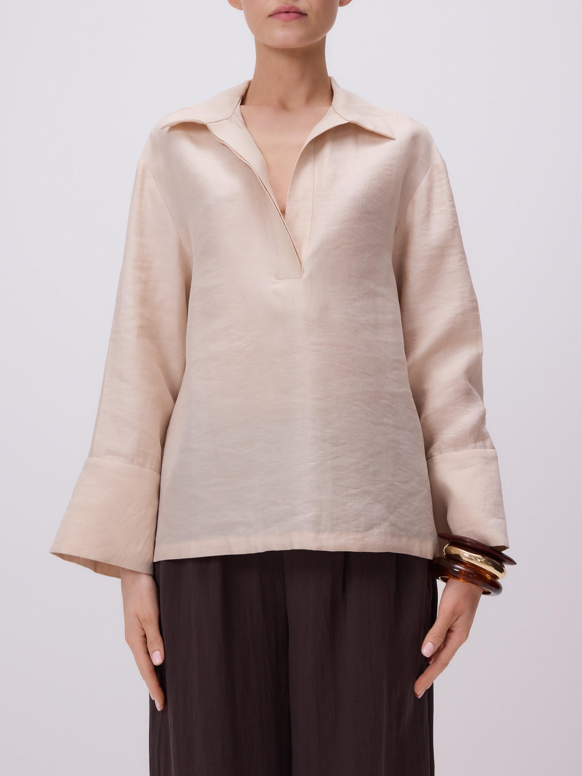 Beige Linen Rich Shirt, , large image number 2