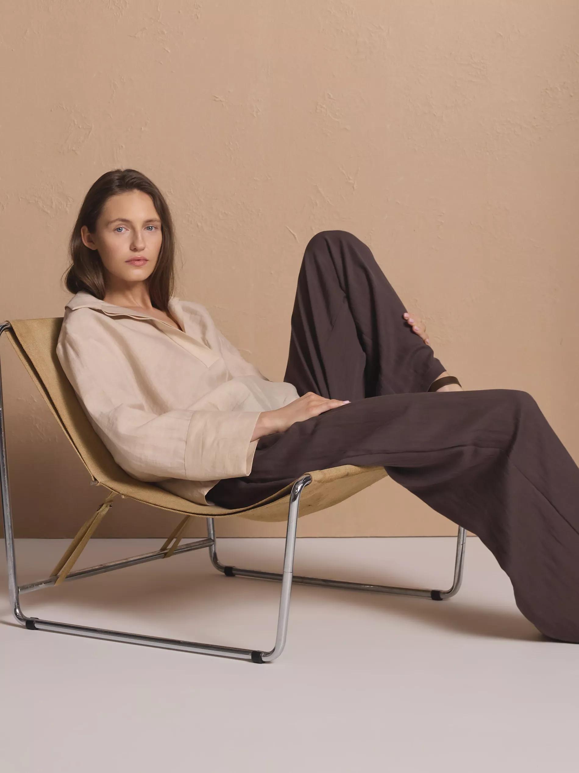 Beige Linen Rich Shirt, , large image number 4