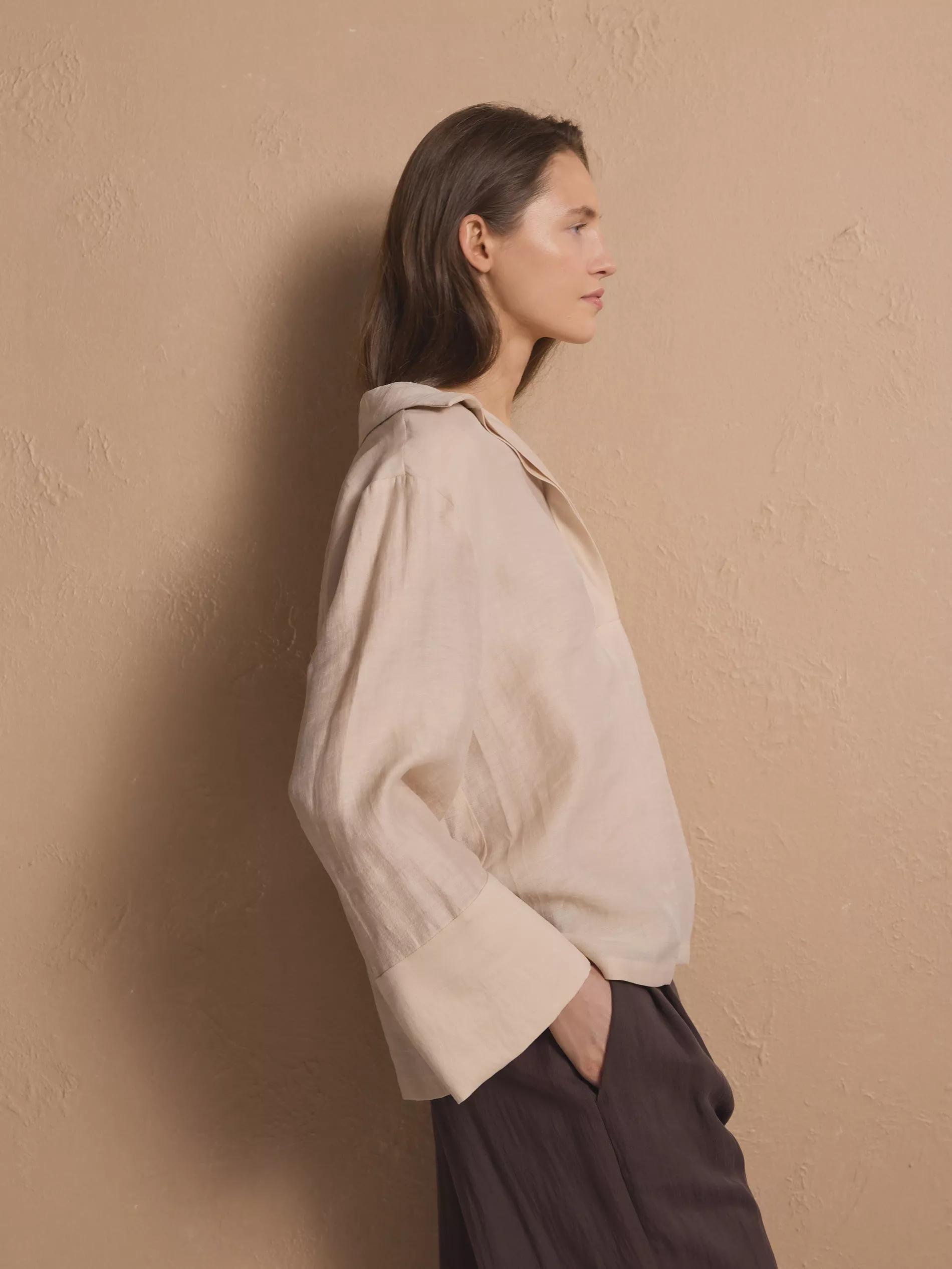 Beige Linen Rich Shirt, , large image number 5