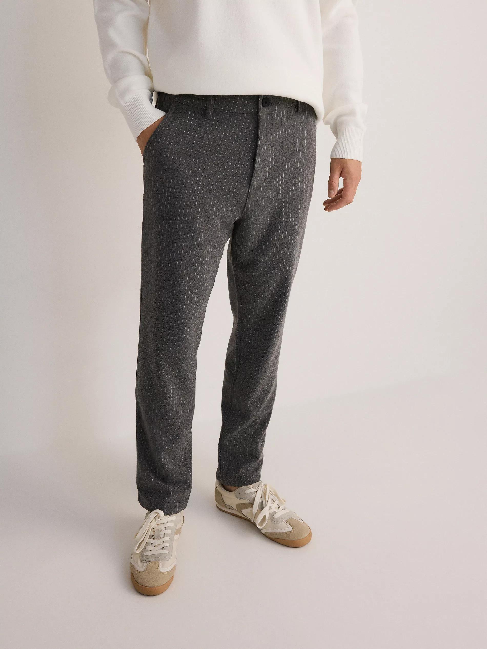 Grey Slim-Fit Chinos Made From A Viscose Blend, , large image number 2