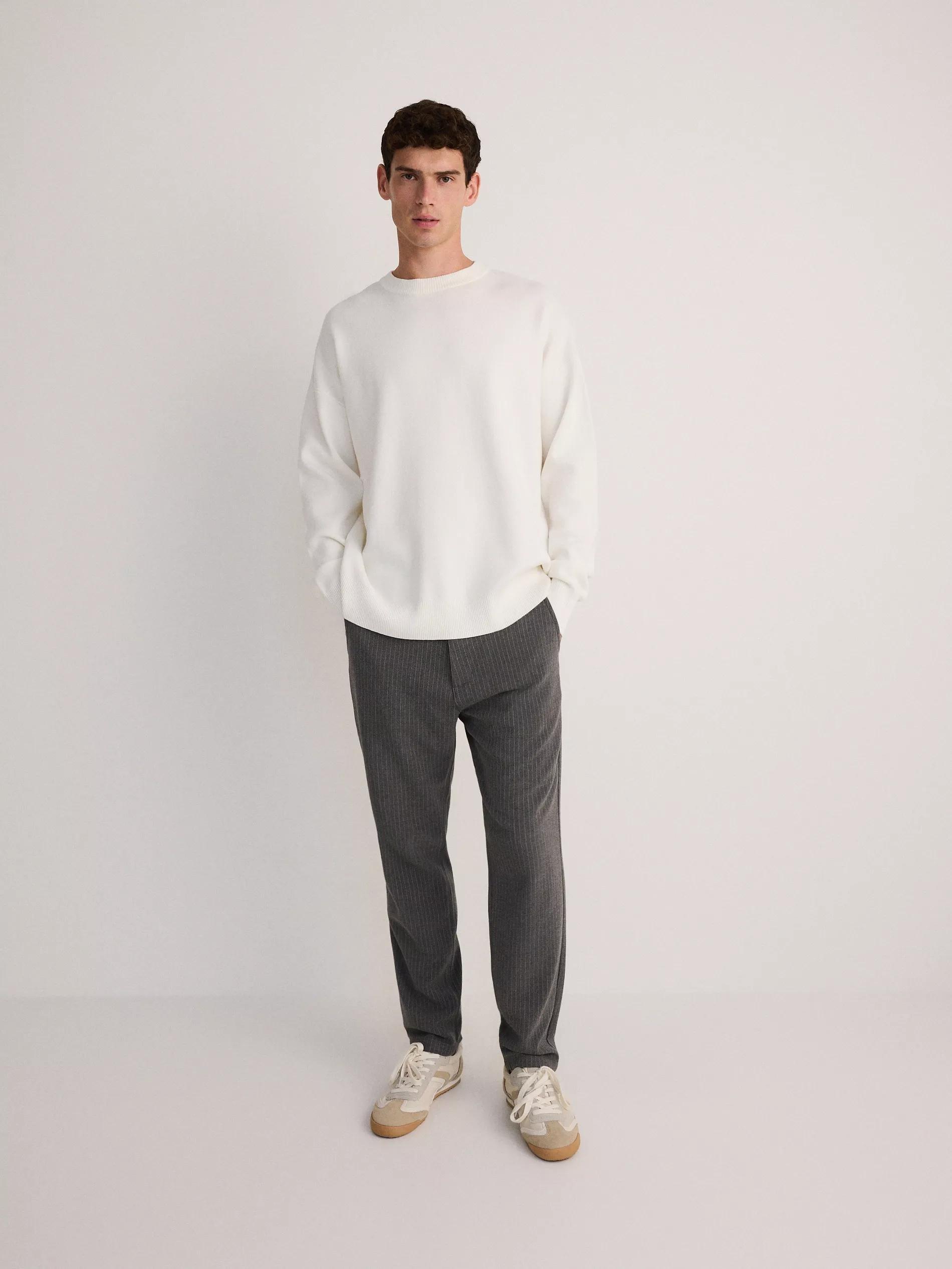 Grey Slim-Fit Chinos Made From A Viscose Blend, , large image number 3