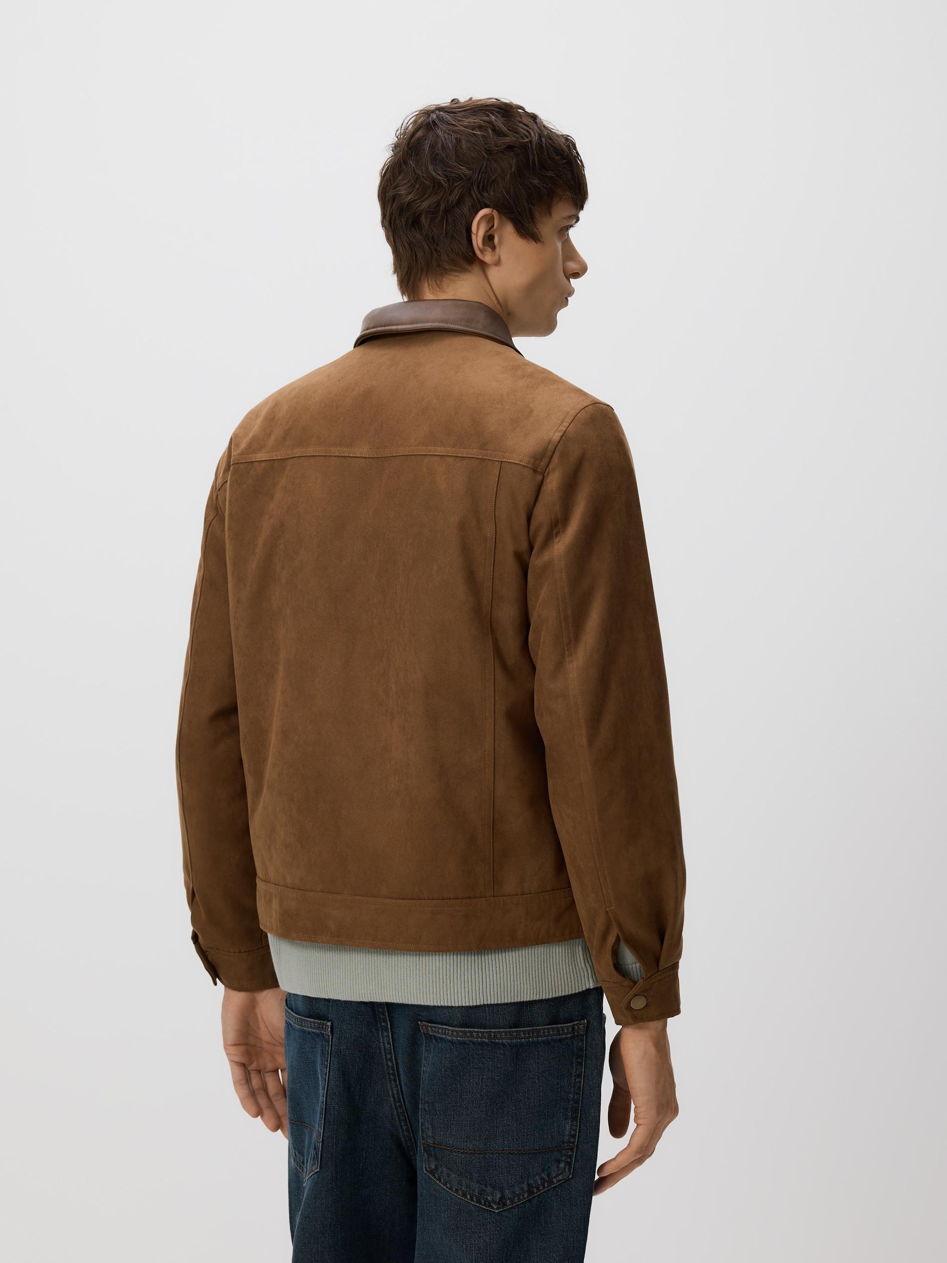 Brown Faux Suede Jacket, Brown, large image number 4