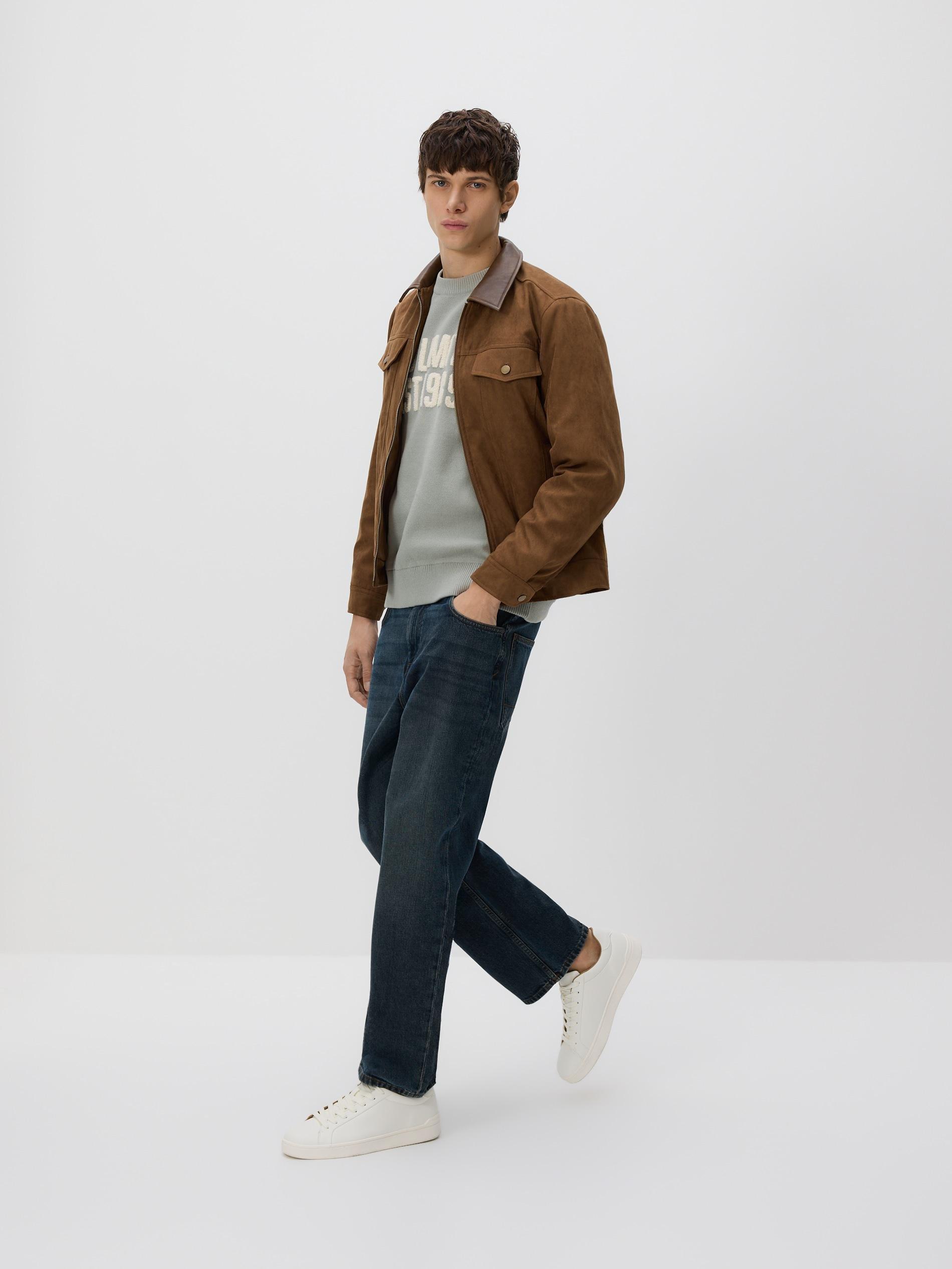 Brown Faux Suede Jacket, Brown, large image number 5
