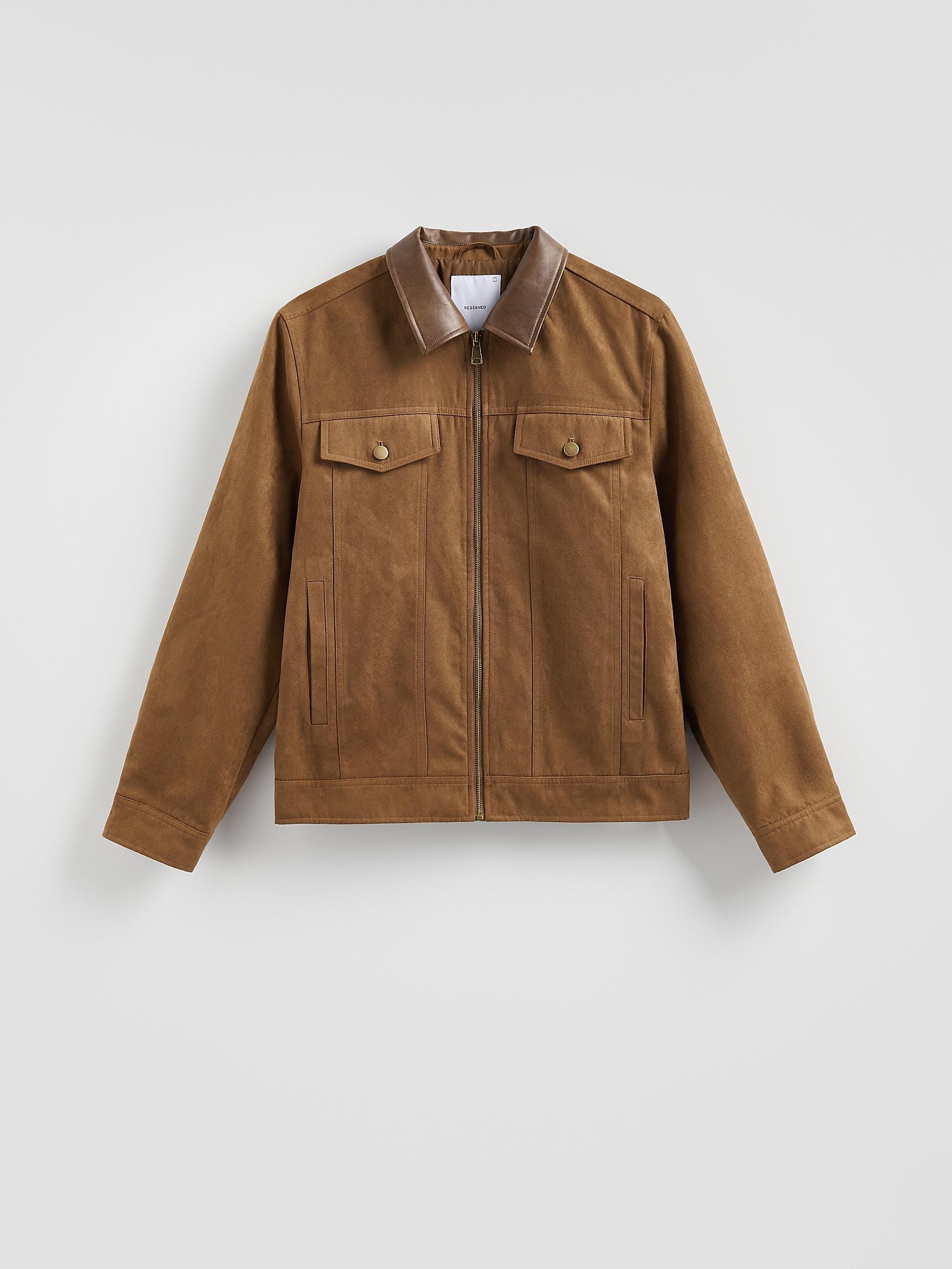 Brown Faux Suede Jacket, Brown, large image number 6
