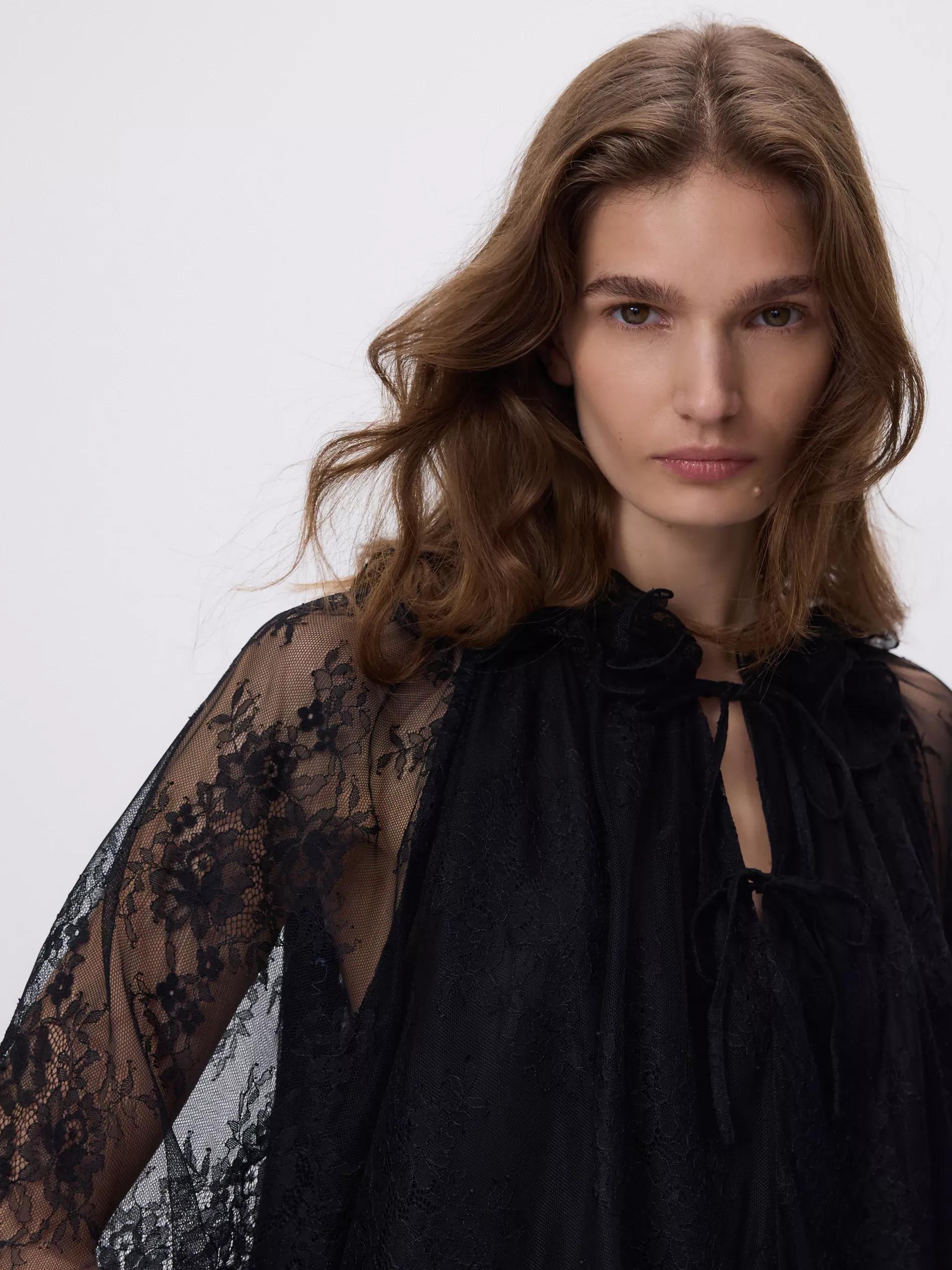 Black Lace Blouse, Black, large image number 3
