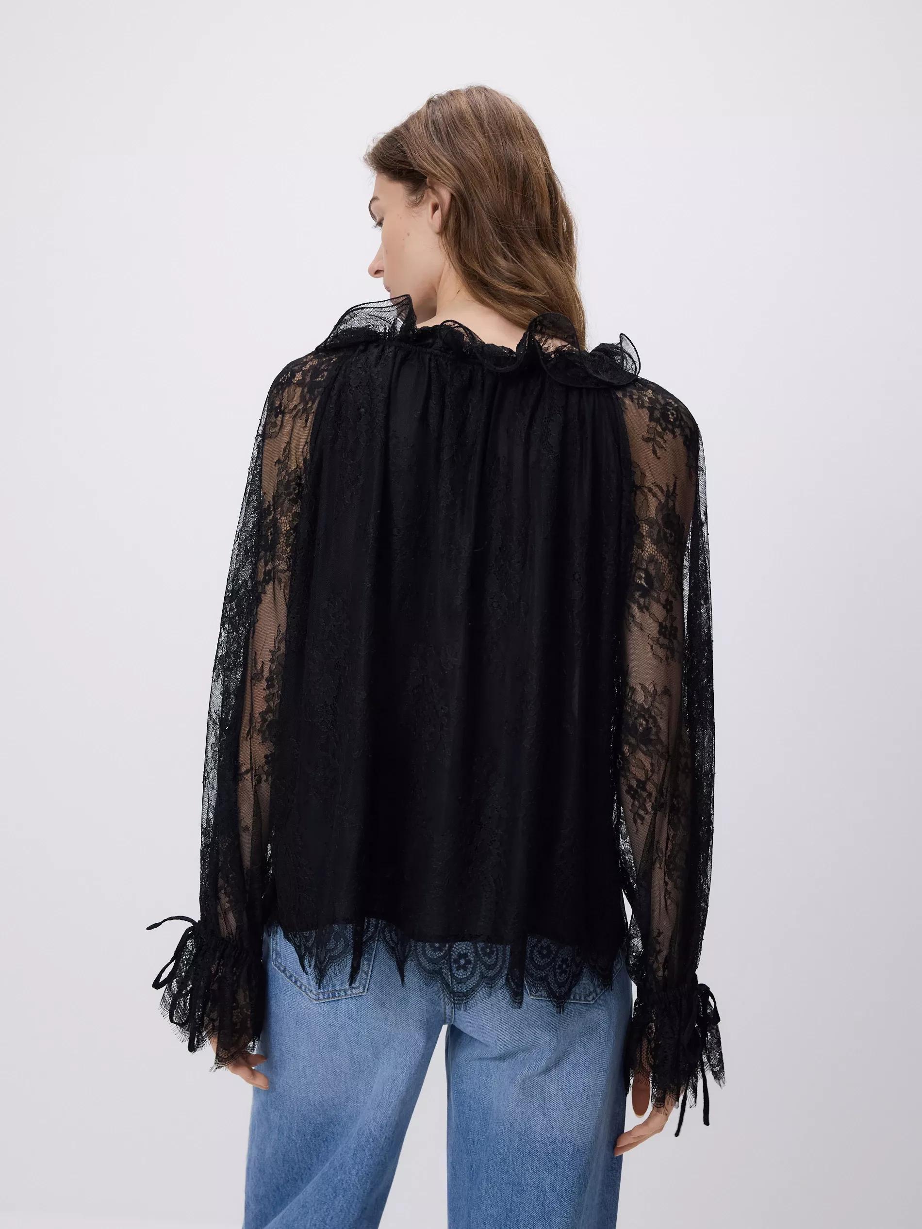 Black Lace Blouse, Black, large image number 4