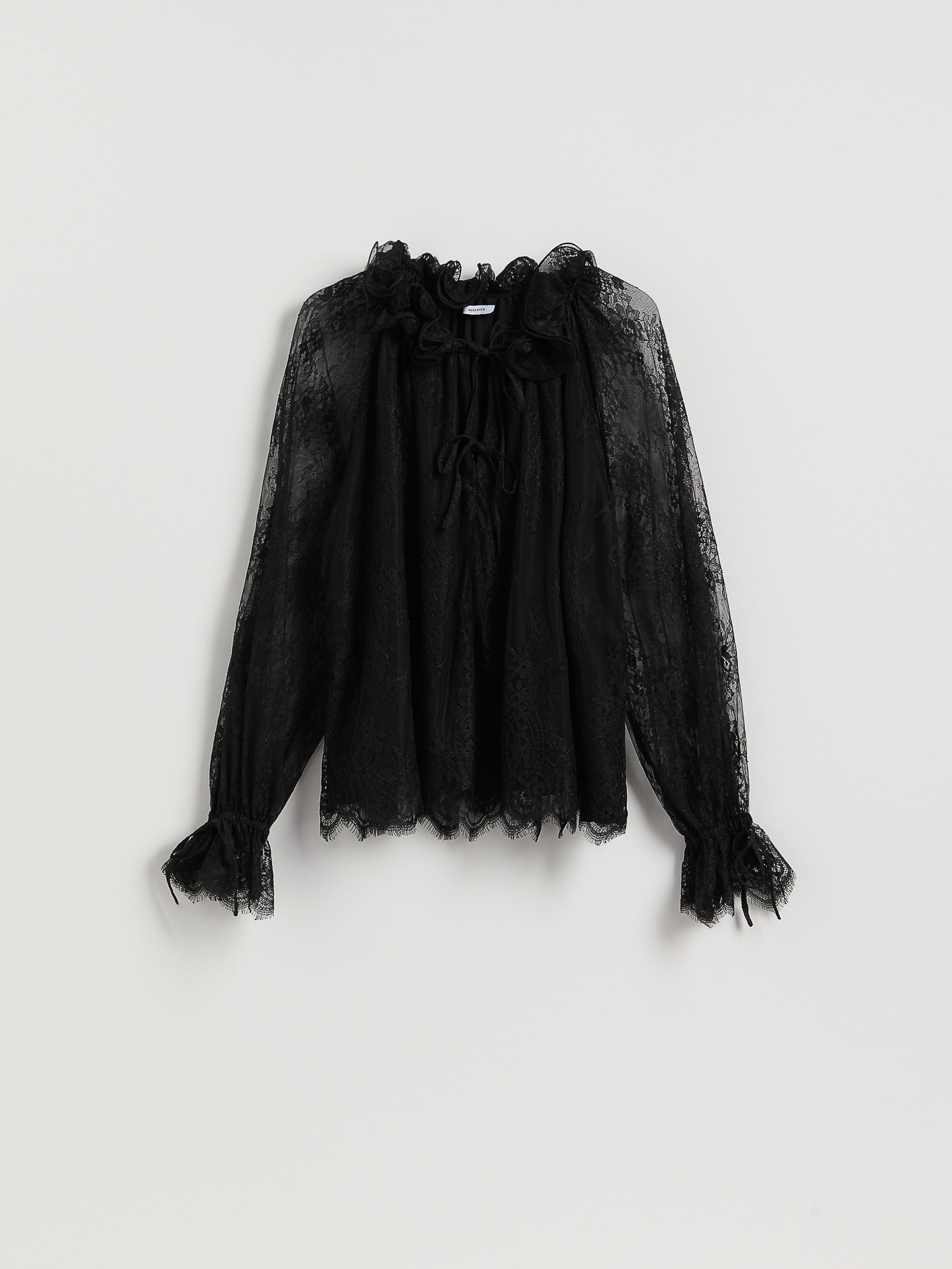Black Lace Blouse, Black, large image number 5