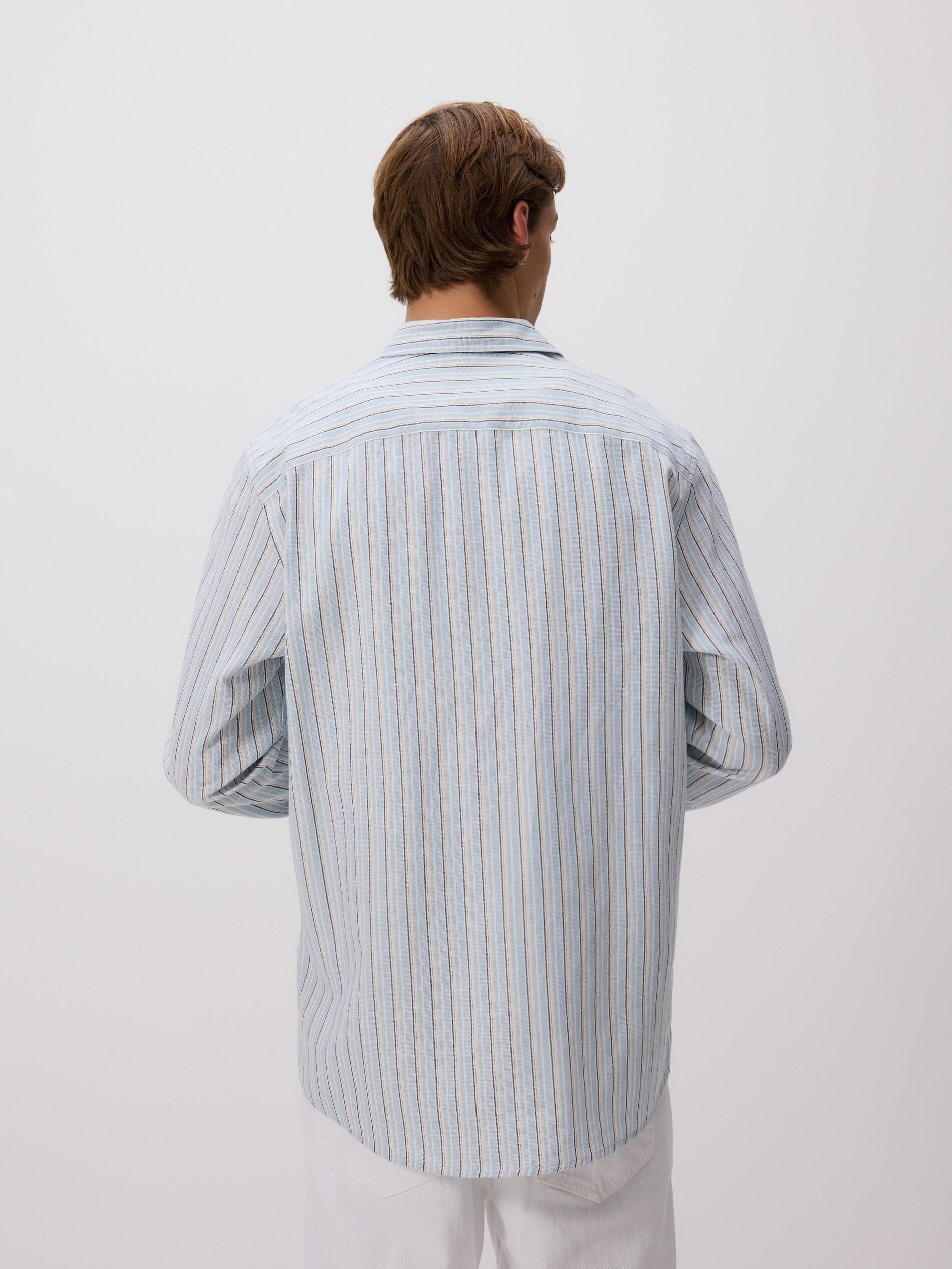 Blue Regular Fit Linen Blend Shirt, Blue, large image number 3