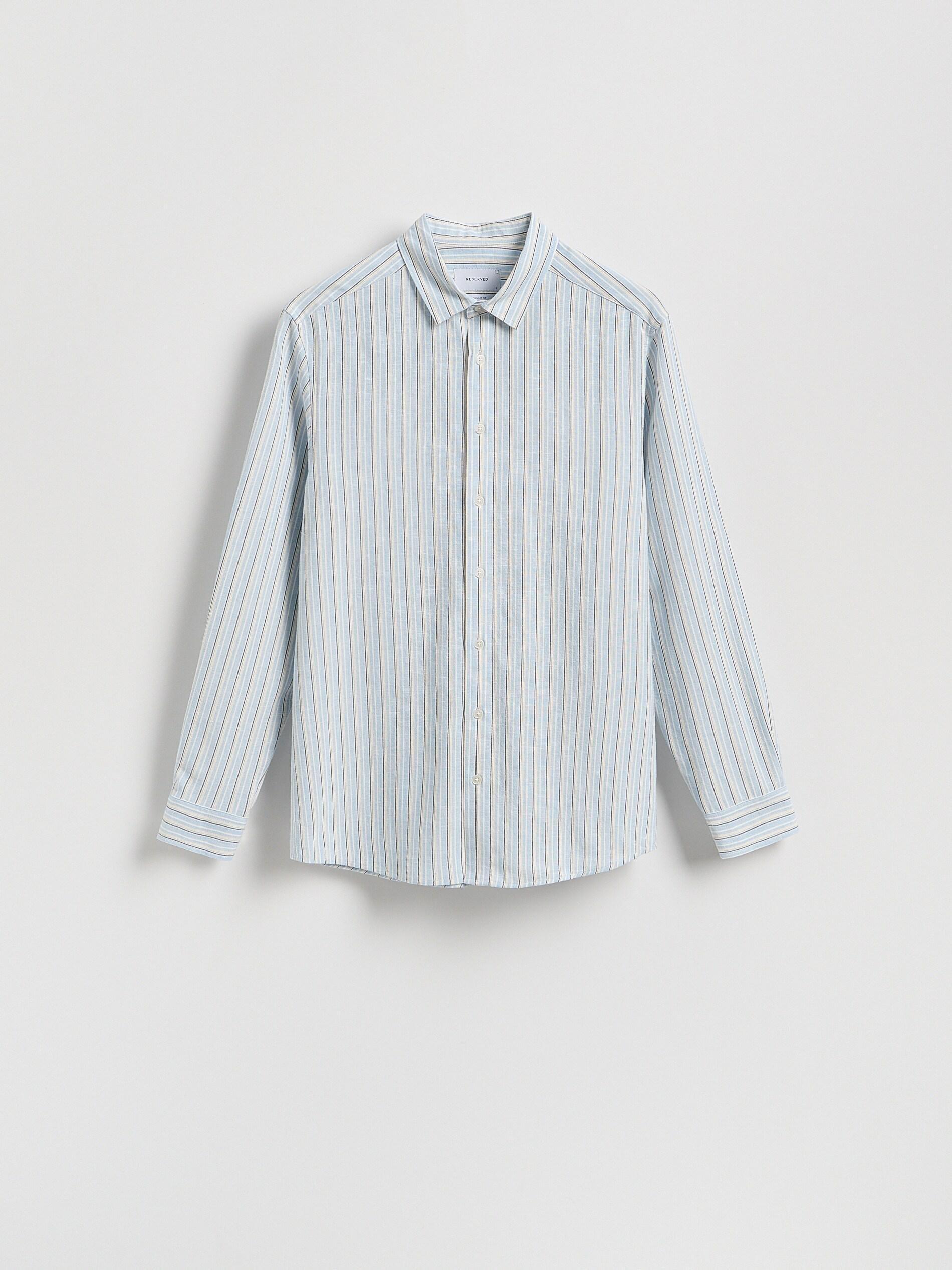 Blue Regular Fit Linen Blend Shirt, Blue, large image number 4