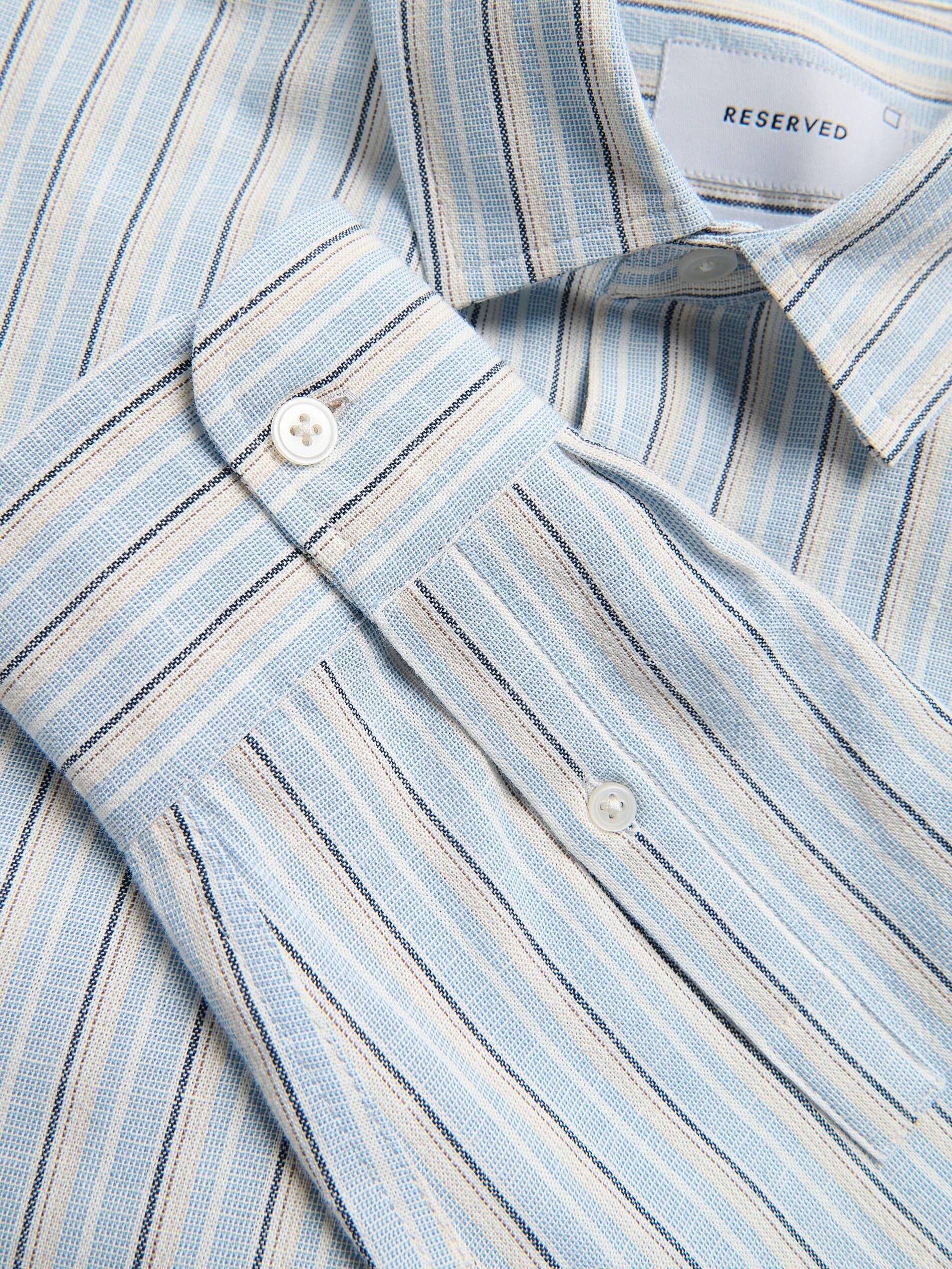 Blue Regular Fit Linen Blend Shirt, Blue, large image number 5