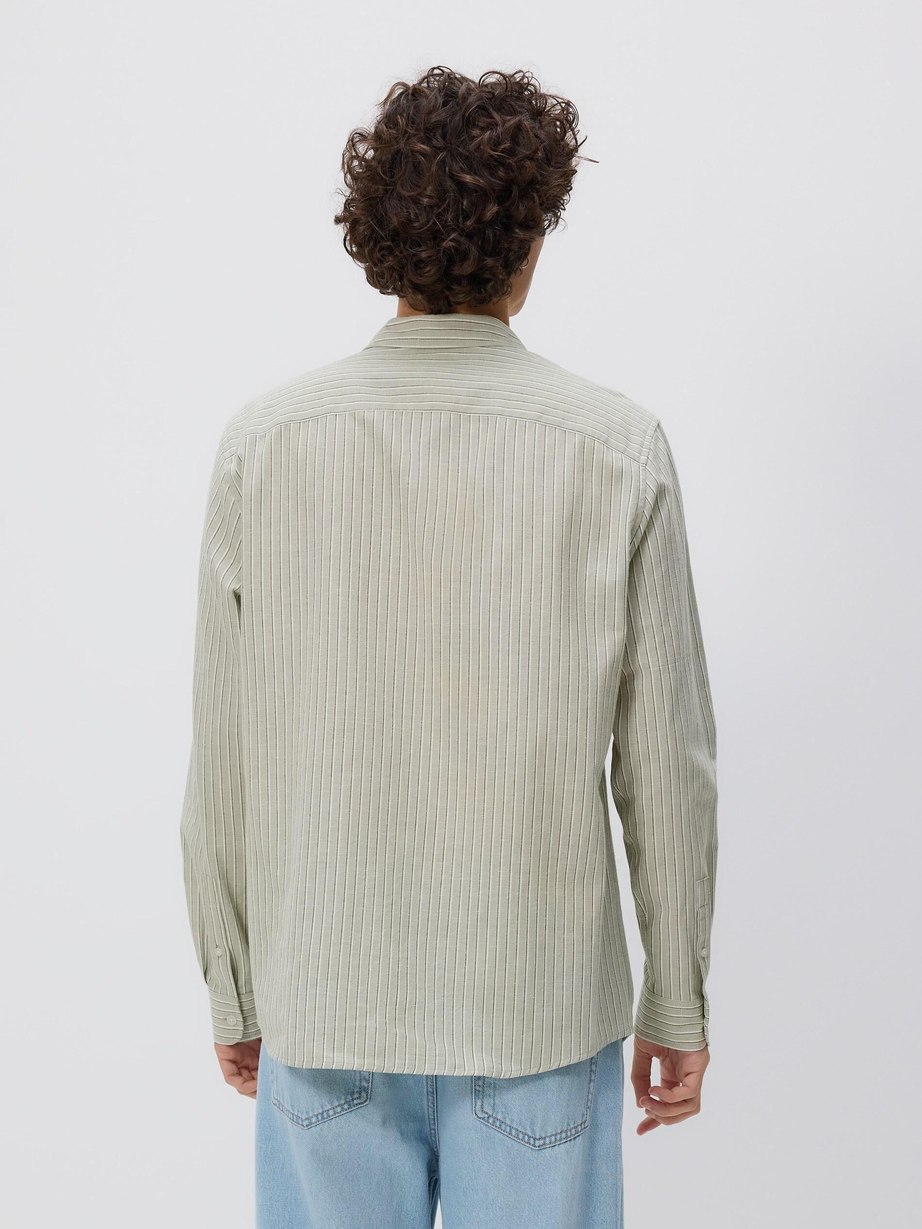 Green Regular Fit Linen Blend Shirt, 7401_07P, large image number 3