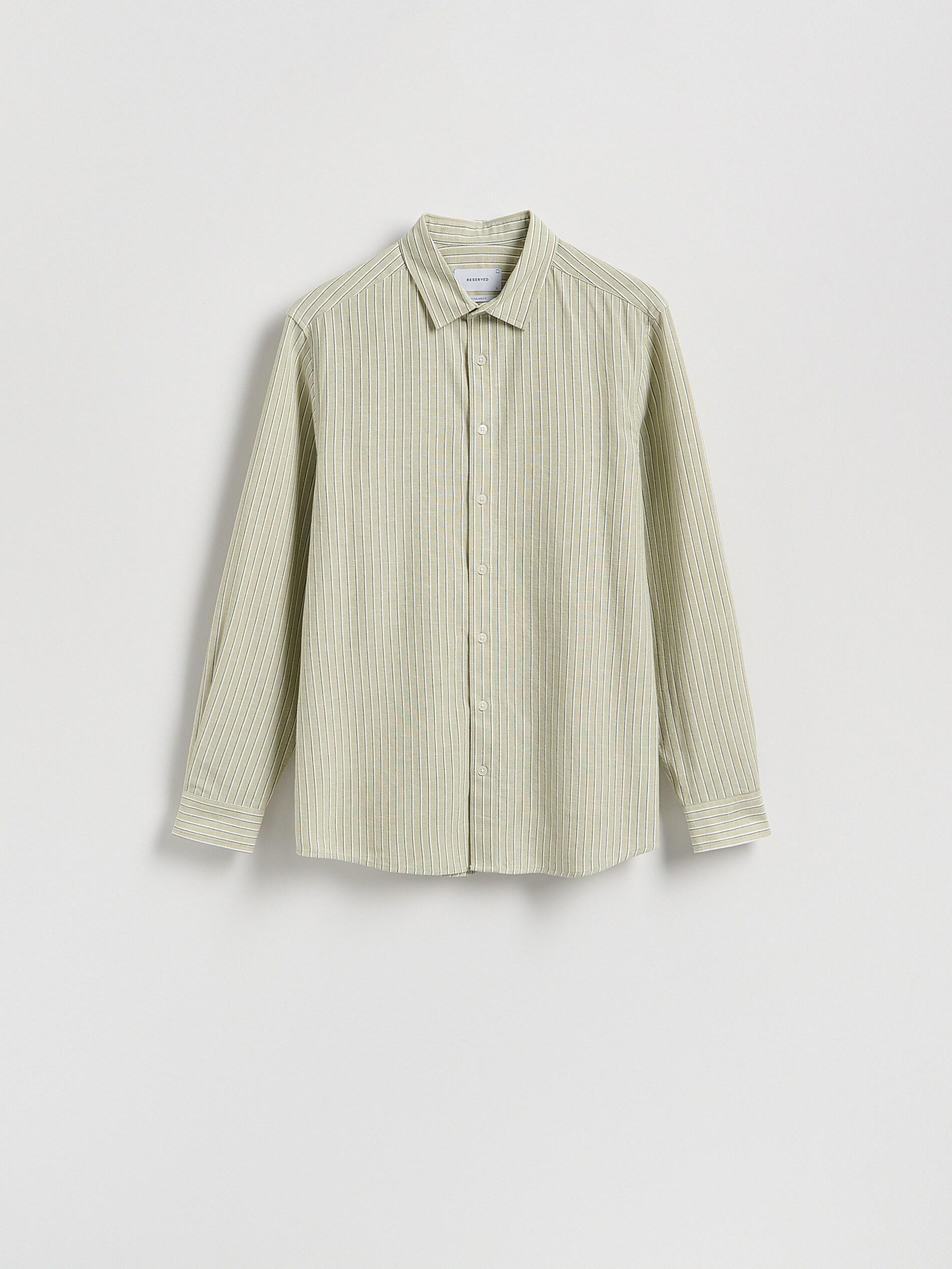 Green Regular Fit Linen Blend Shirt, 7401_07P, large image number 4