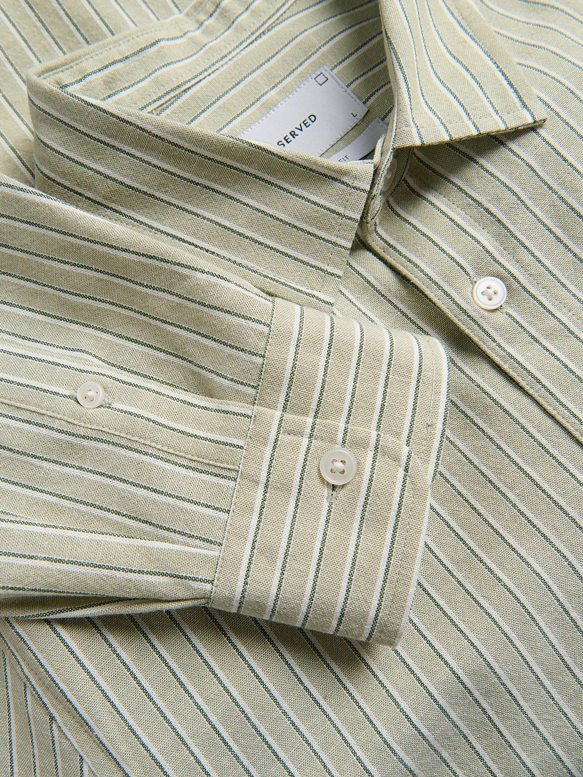 Green Regular Fit Linen Blend Shirt, 7401_07P, large image number 5