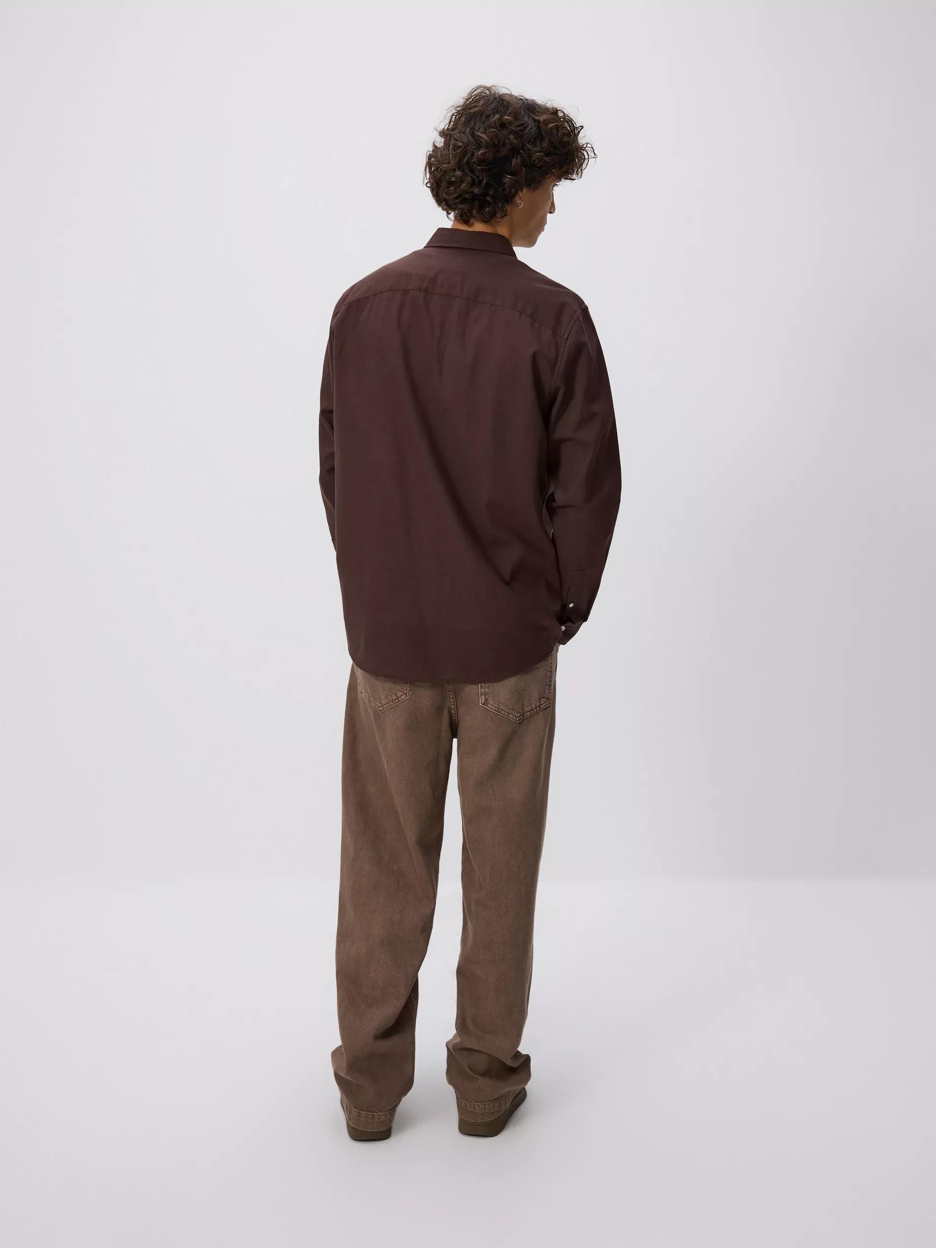 Brown Regular Fit Linen Blend Shirt, Brown, large image number 3