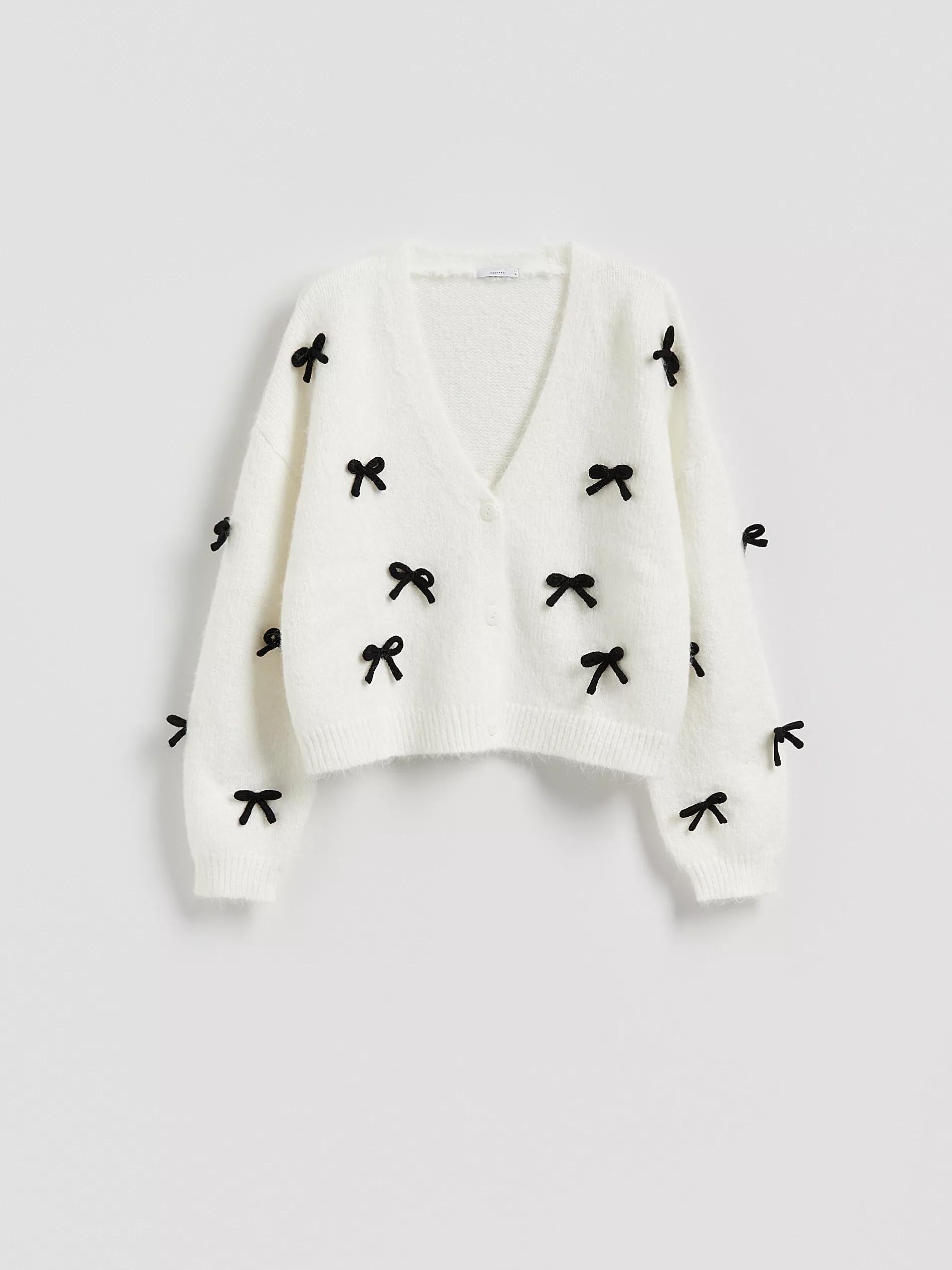 Beige Sweater With Bow Ties, Ivory, large image number 0