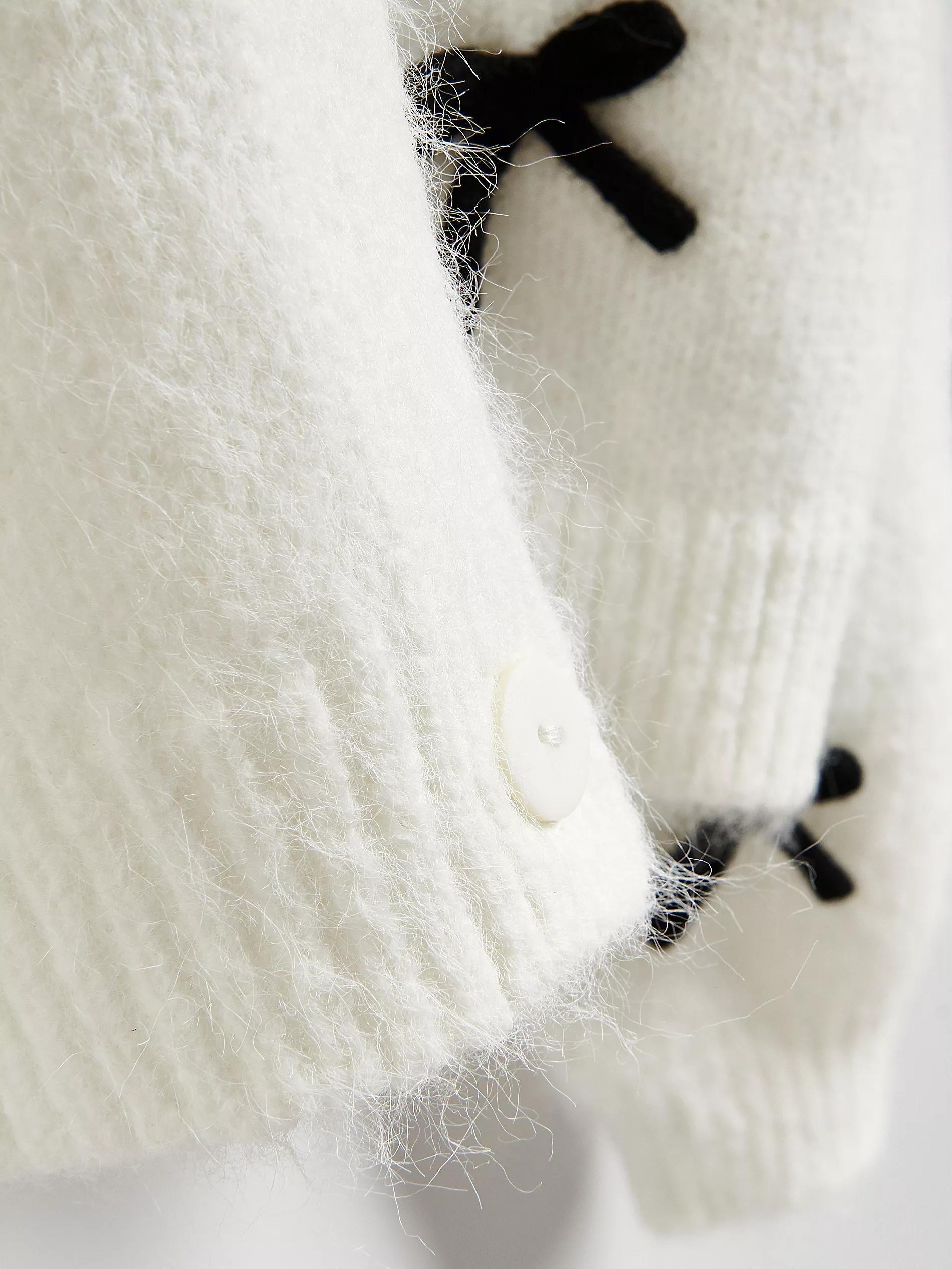 Beige Sweater With Bow Ties, Ivory, large image number 1