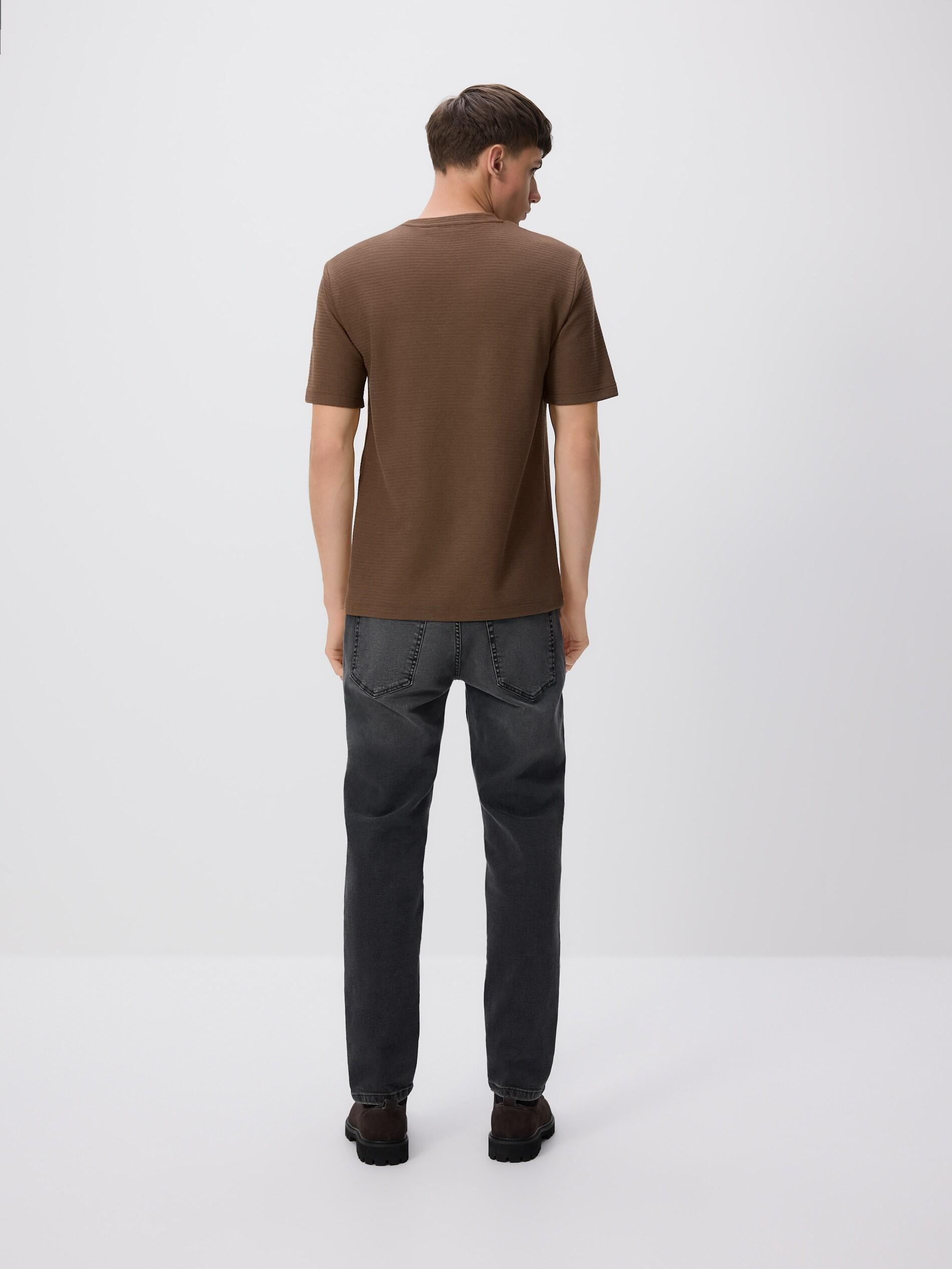 DARK BROWN Comfort fit structural fabric T-shirt, Brown, large image number 1