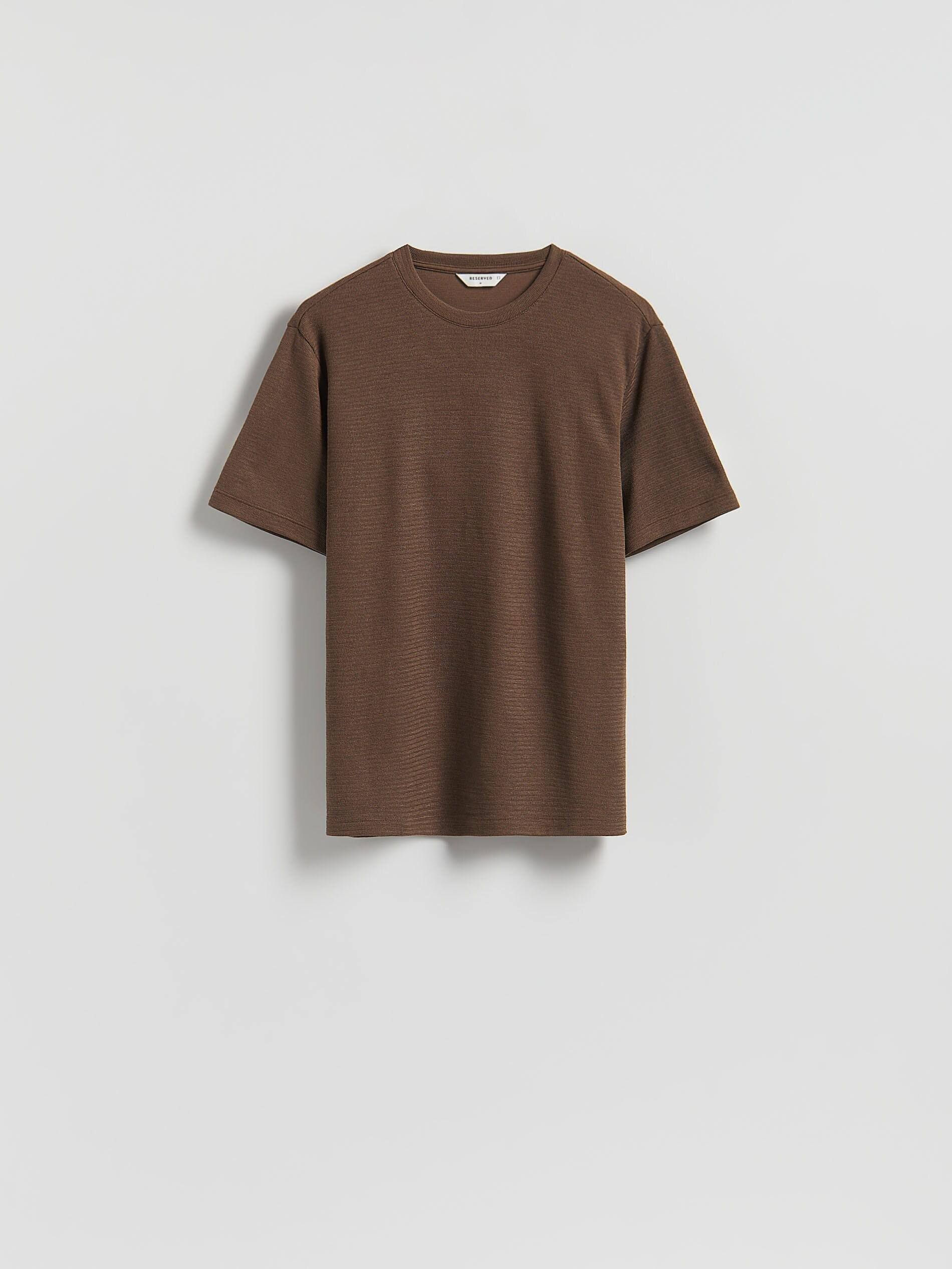 DARK BROWN Comfort fit structural fabric T-shirt, Brown, large image number 2