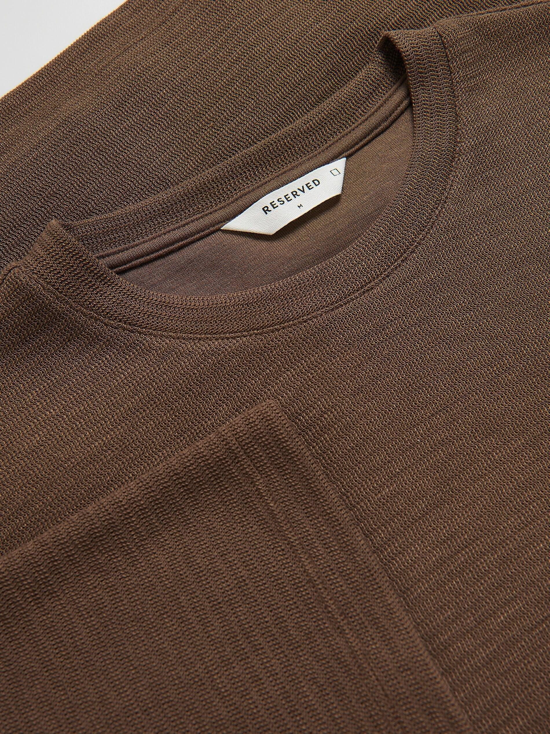 DARK BROWN Comfort fit structural fabric T-shirt, Brown, large image number 3