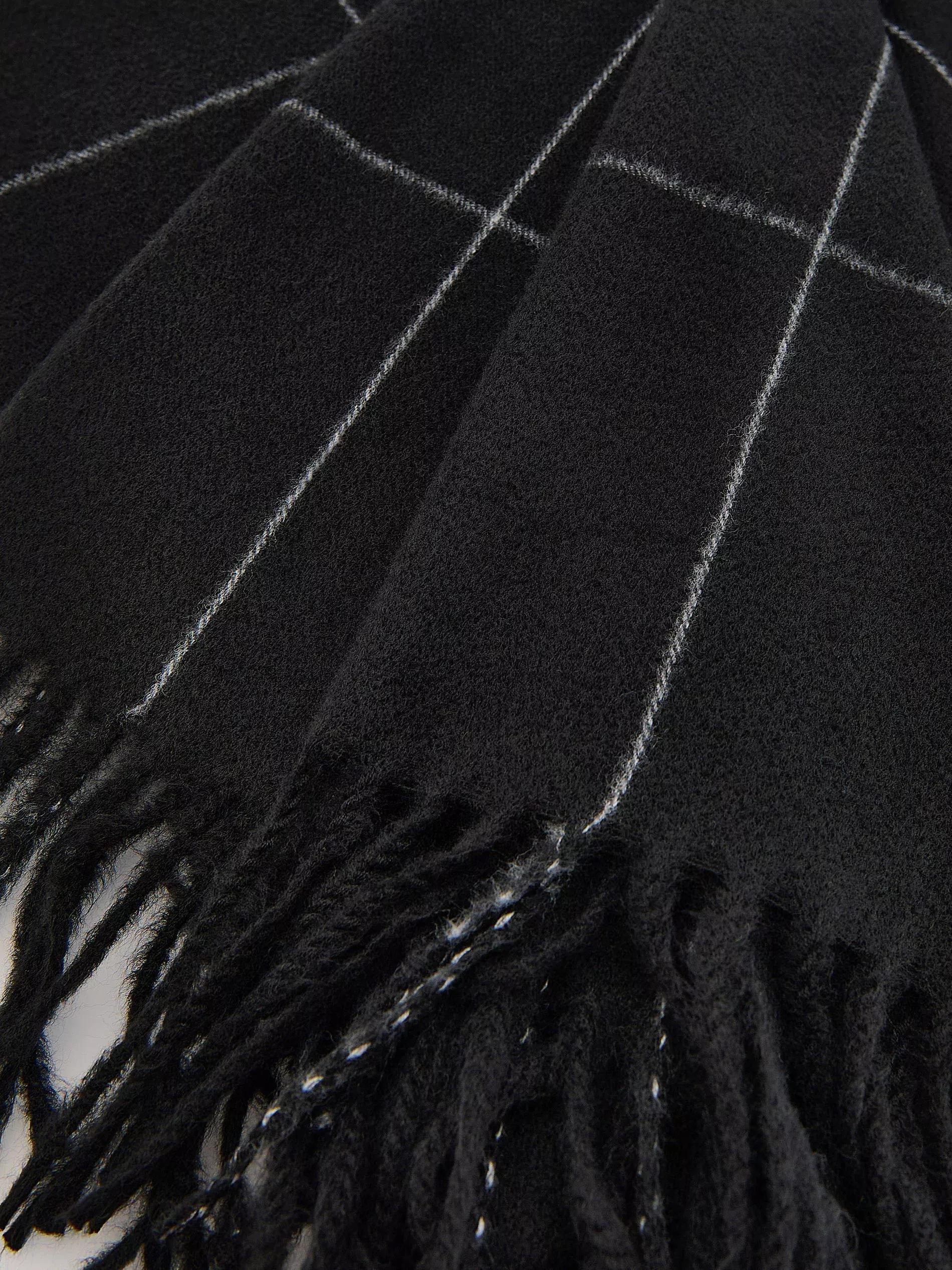 Black Viscose Blend Scarf, Black, large image number 1