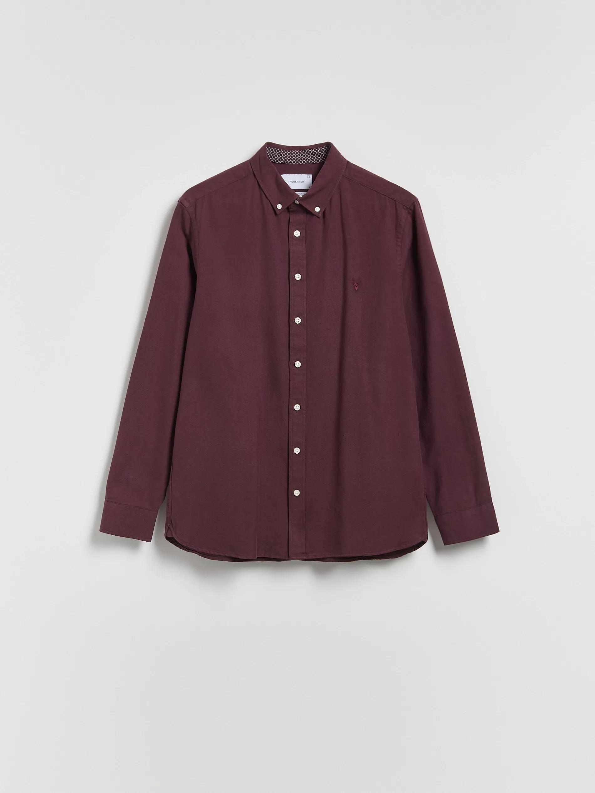 Maroon Slim Fit Cotton Rich Shirt, Burgundy, large image number 0