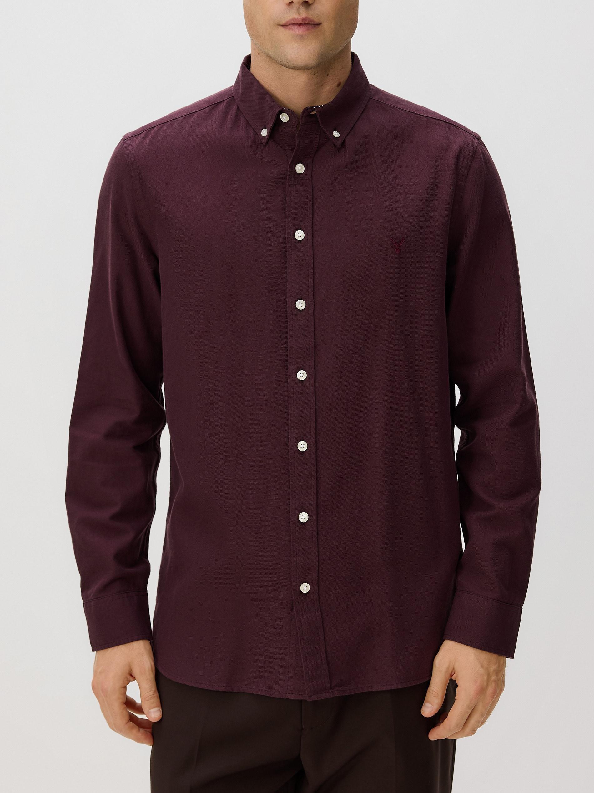 Maroon Slim Fit Cotton Rich Shirt, Burgundy, medium