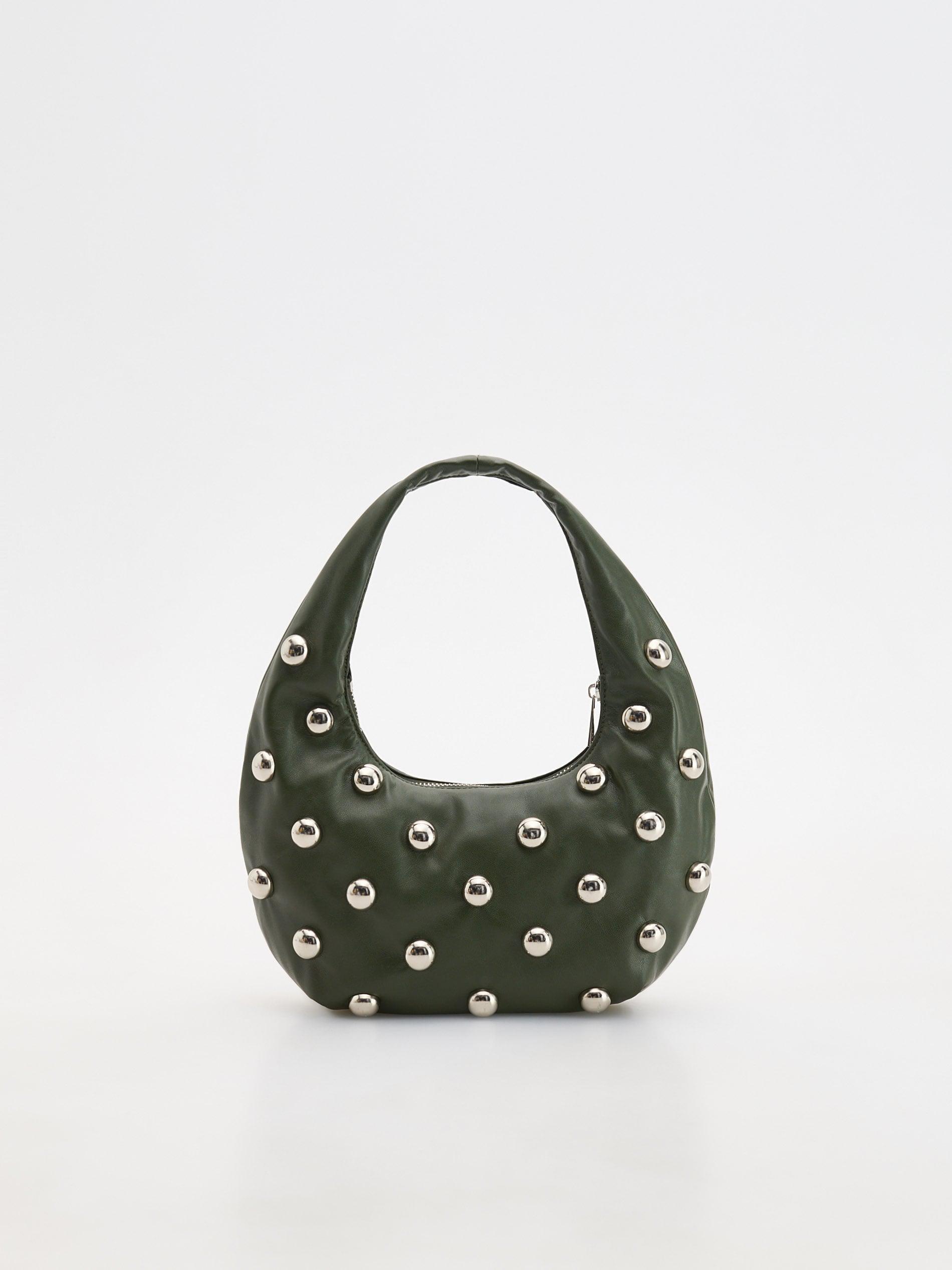 Green Zippered Detailed Handbag, Khaki, large image number 2