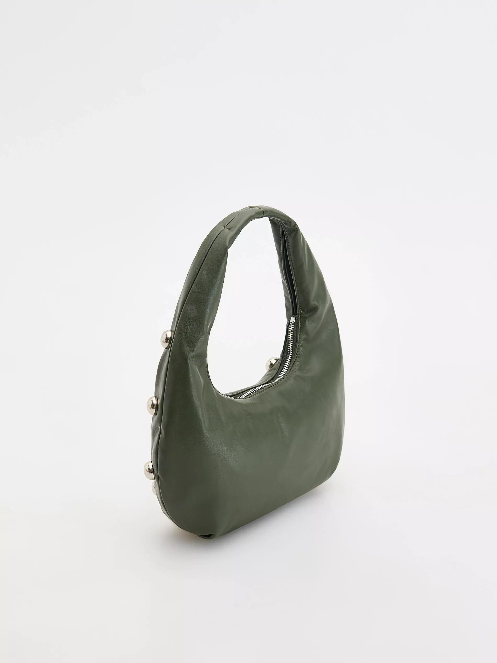 Green Zippered Detailed Handbag, Khaki, large image number 3