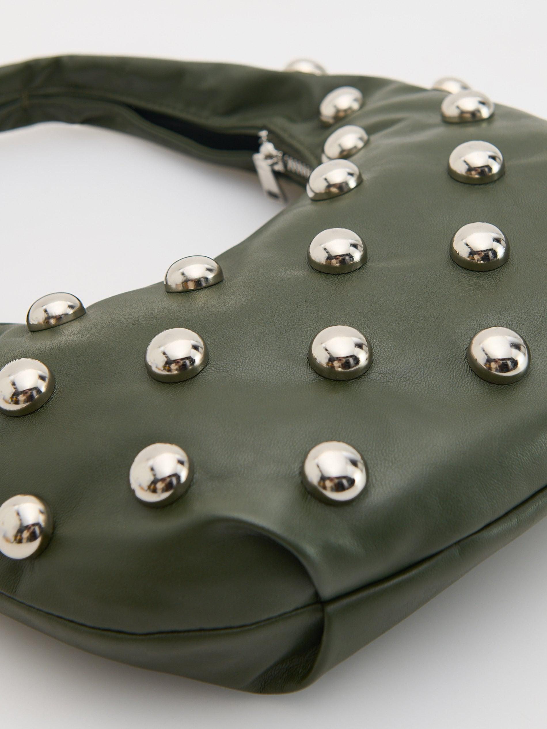 Green Zippered Detailed Handbag, Khaki, large image number 4