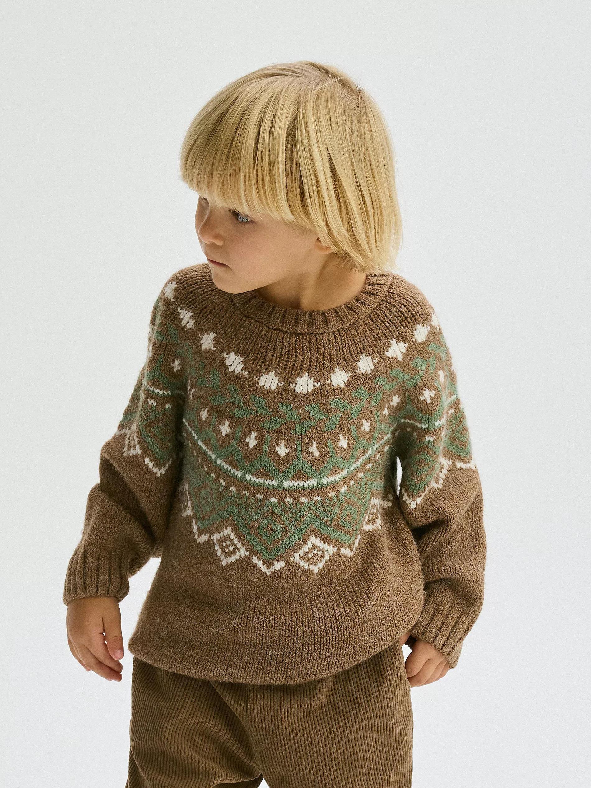 Brown Patterned Sweater, , large image number 4