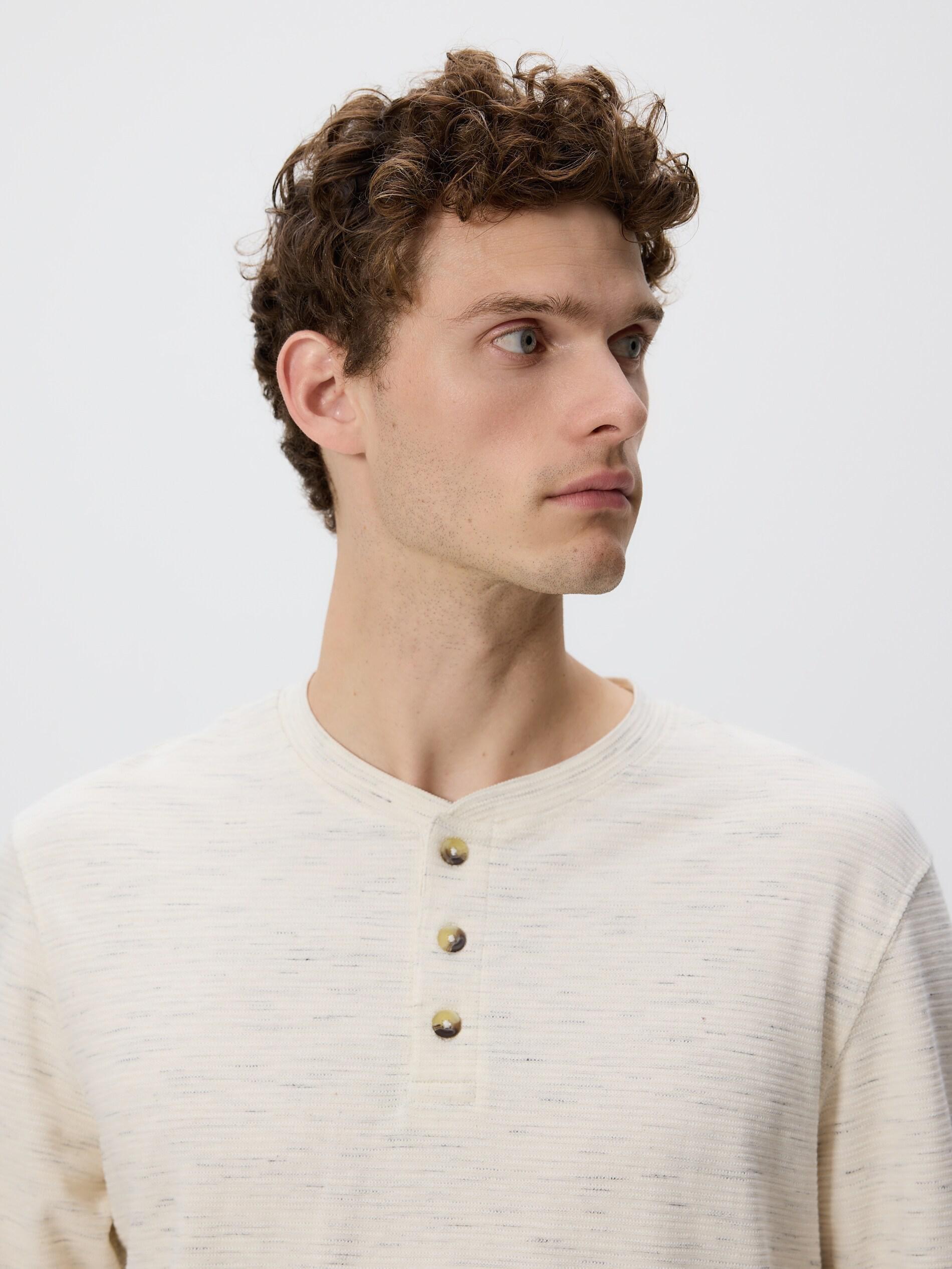 Beige Cotton Long Sleeve T-Shirt, Beige, large image number 0