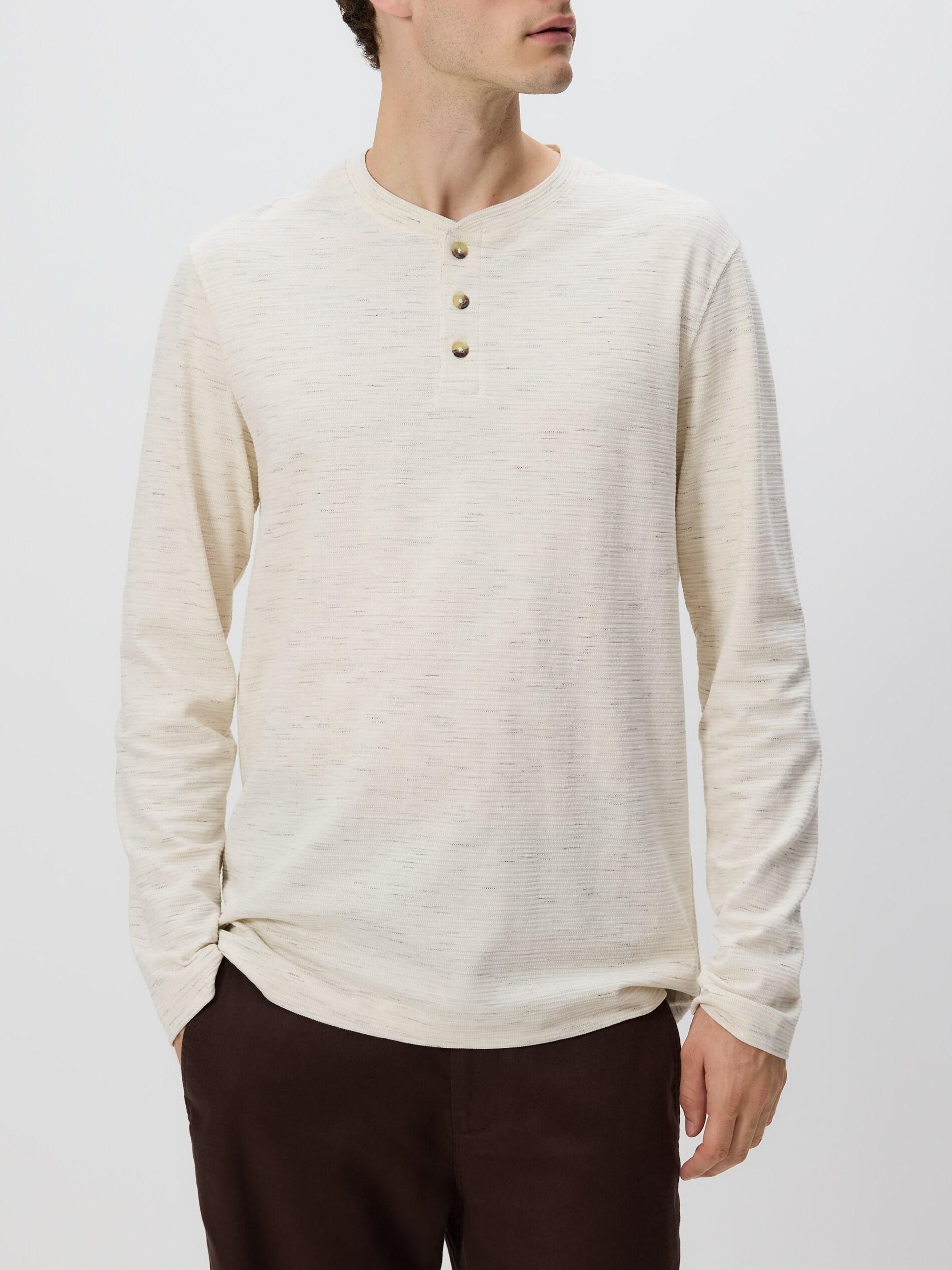 Beige Cotton Long Sleeve T-Shirt, Beige, medium