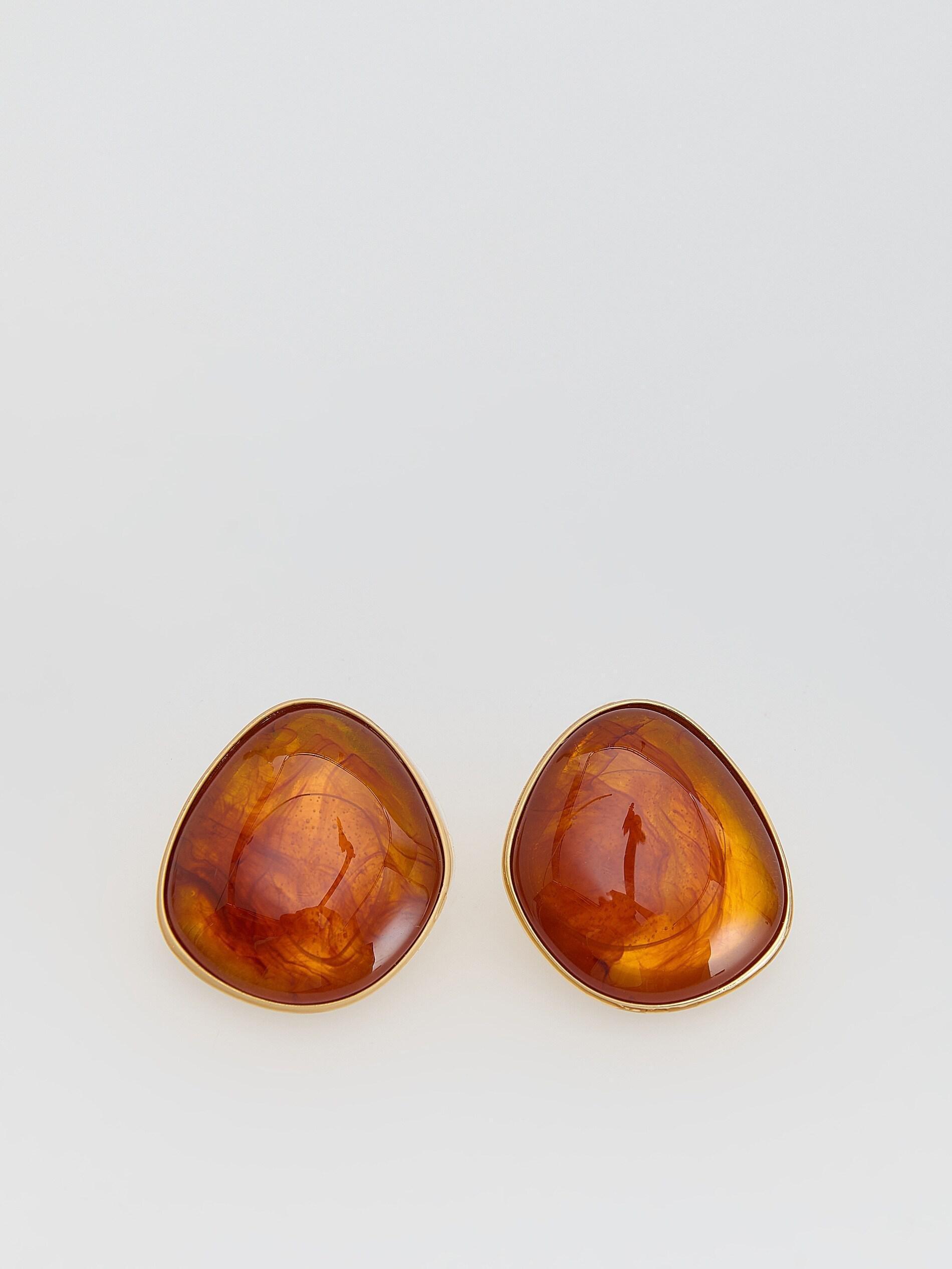 Brown Irregular Earrings, Brown, large image number 1