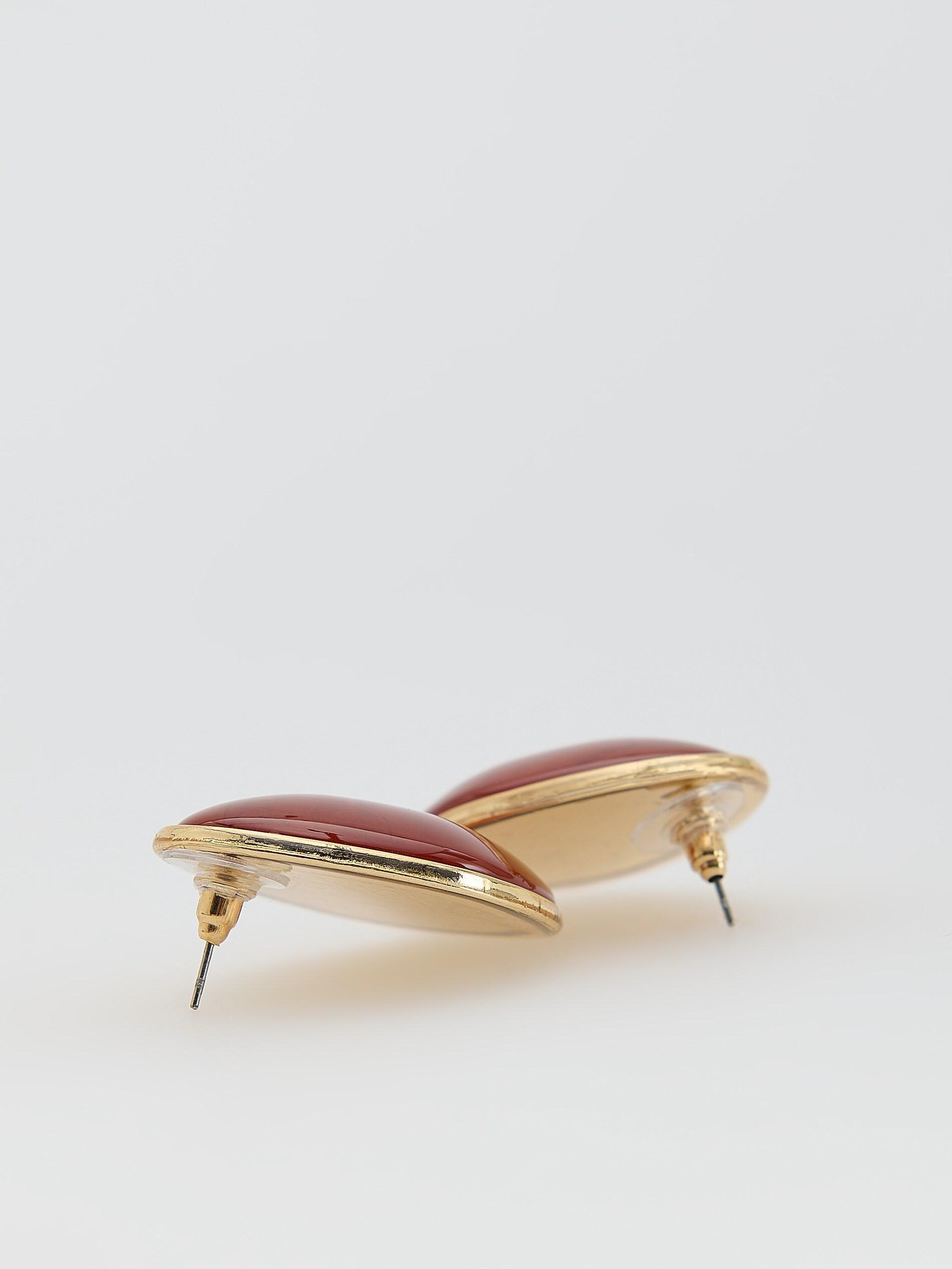 Brown Irregular Earrings, Brown, large image number 2