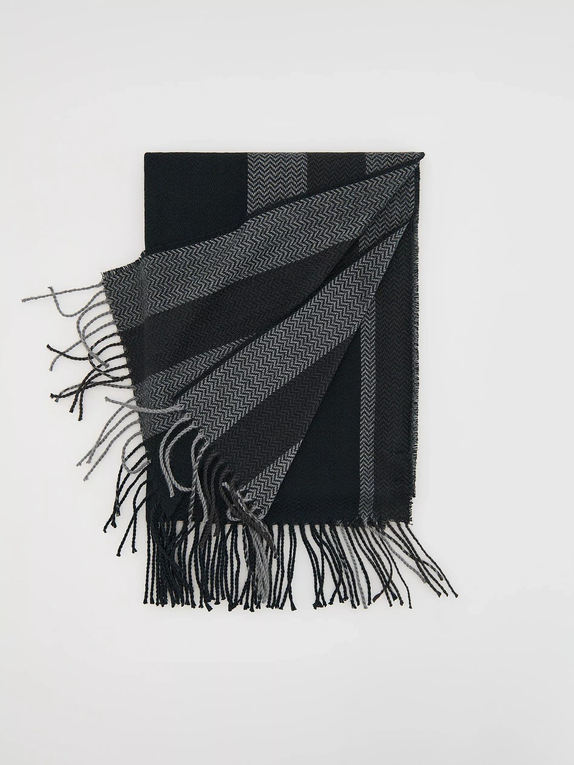 Grey Viscose Blend Scarf, Grey, large image number 1