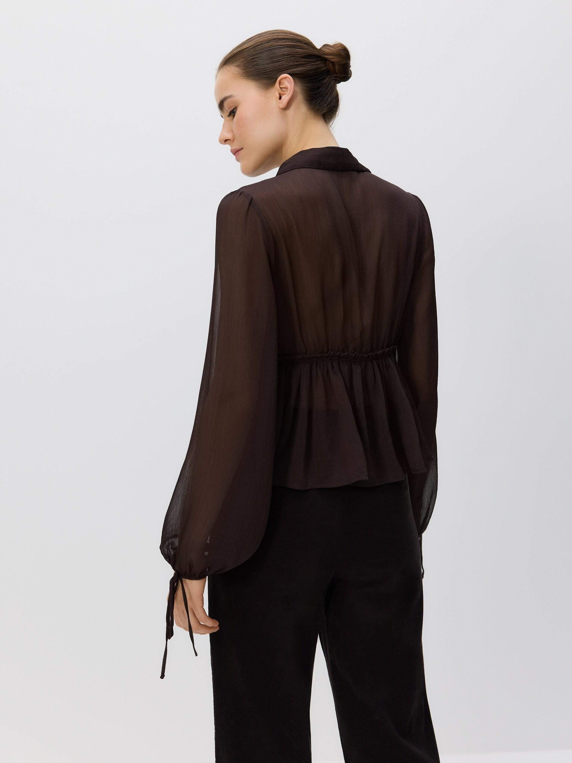DARK BROWN Chiffon blouse with collar, Brown, large image number 3