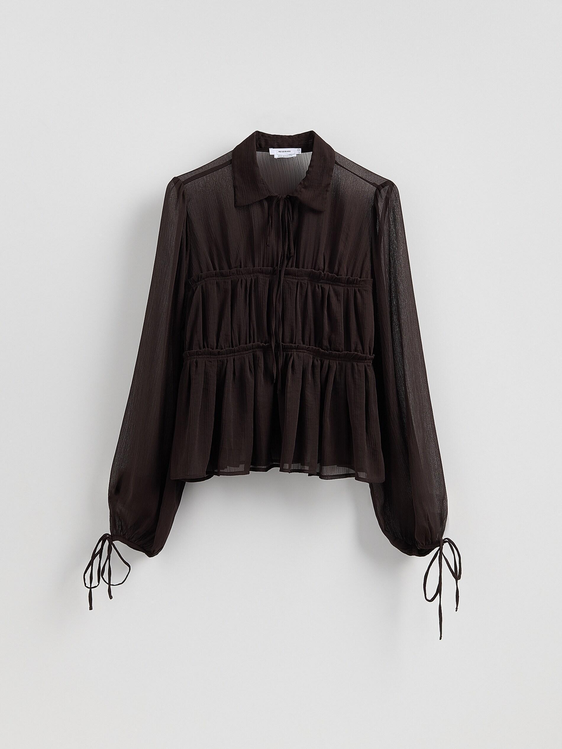 DARK BROWN Chiffon blouse with collar, Brown, large image number 4