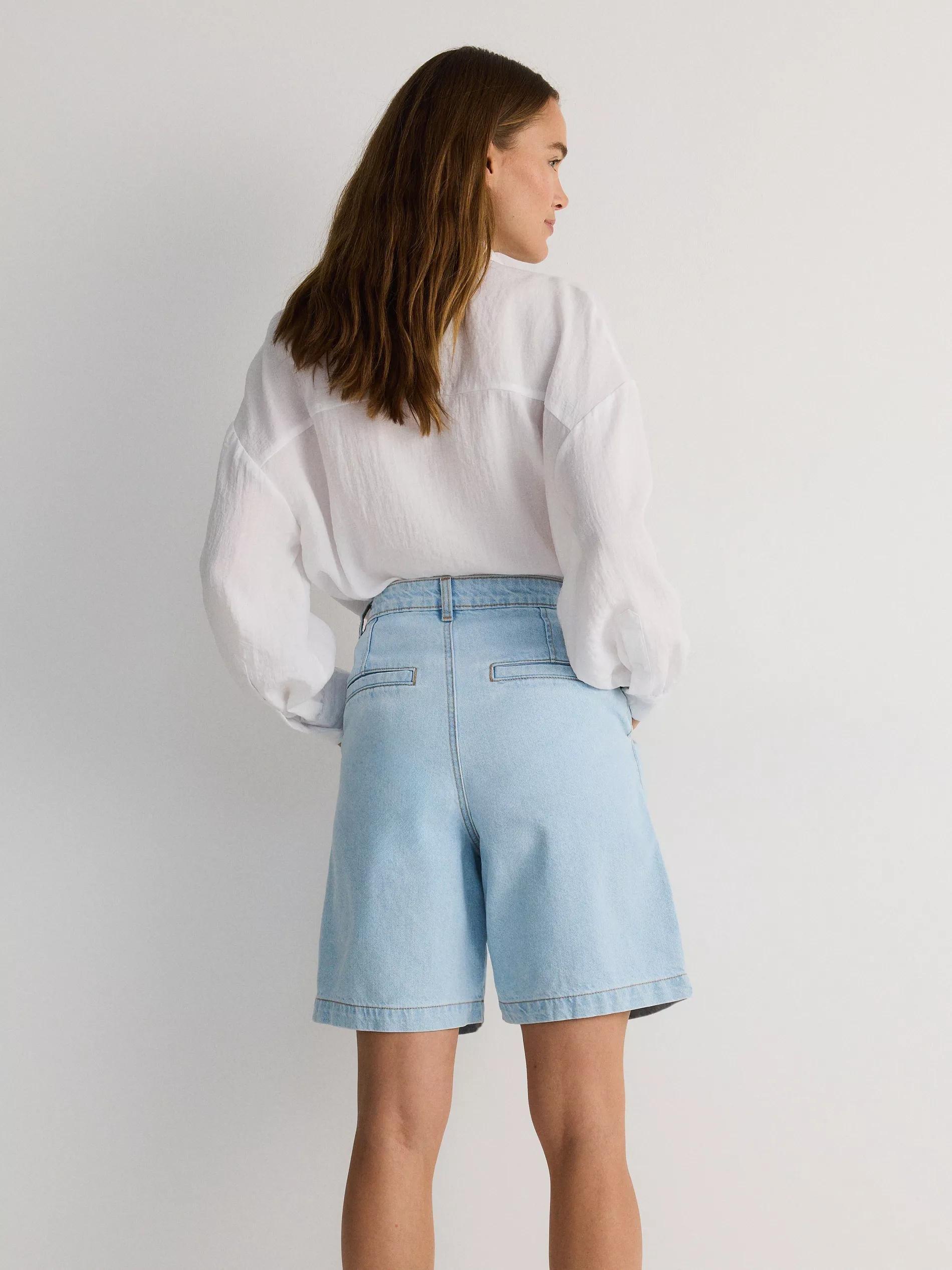 Blue High Waist Wide Shorts, , large image number 3