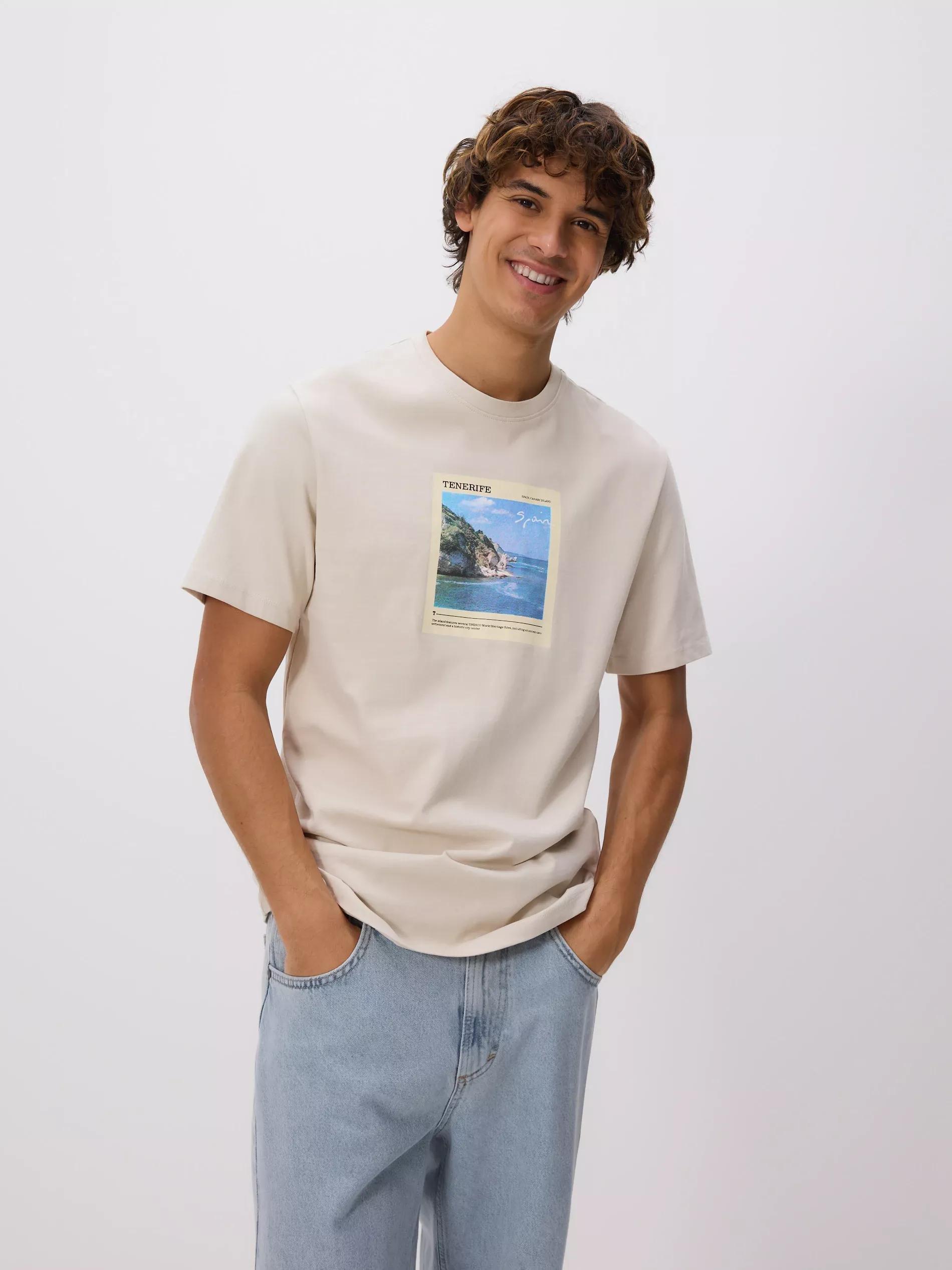 Beige Regular Fit Printed T-Shirt, Beige, large image number 0