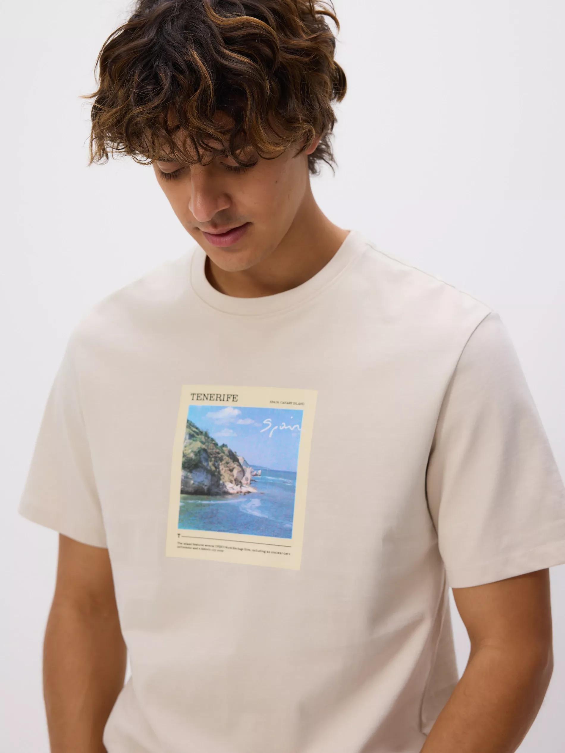 Beige Regular Fit Printed T-Shirt, Beige, large image number 1