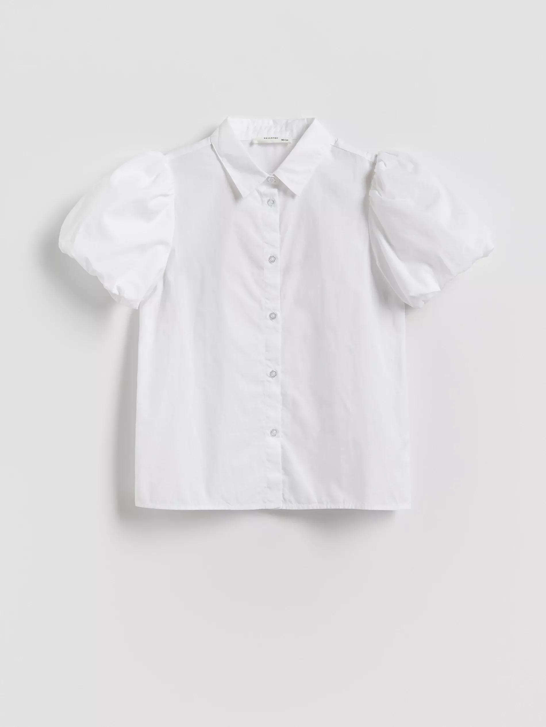 White White Puff Sleeve Shirt, , large image number 0