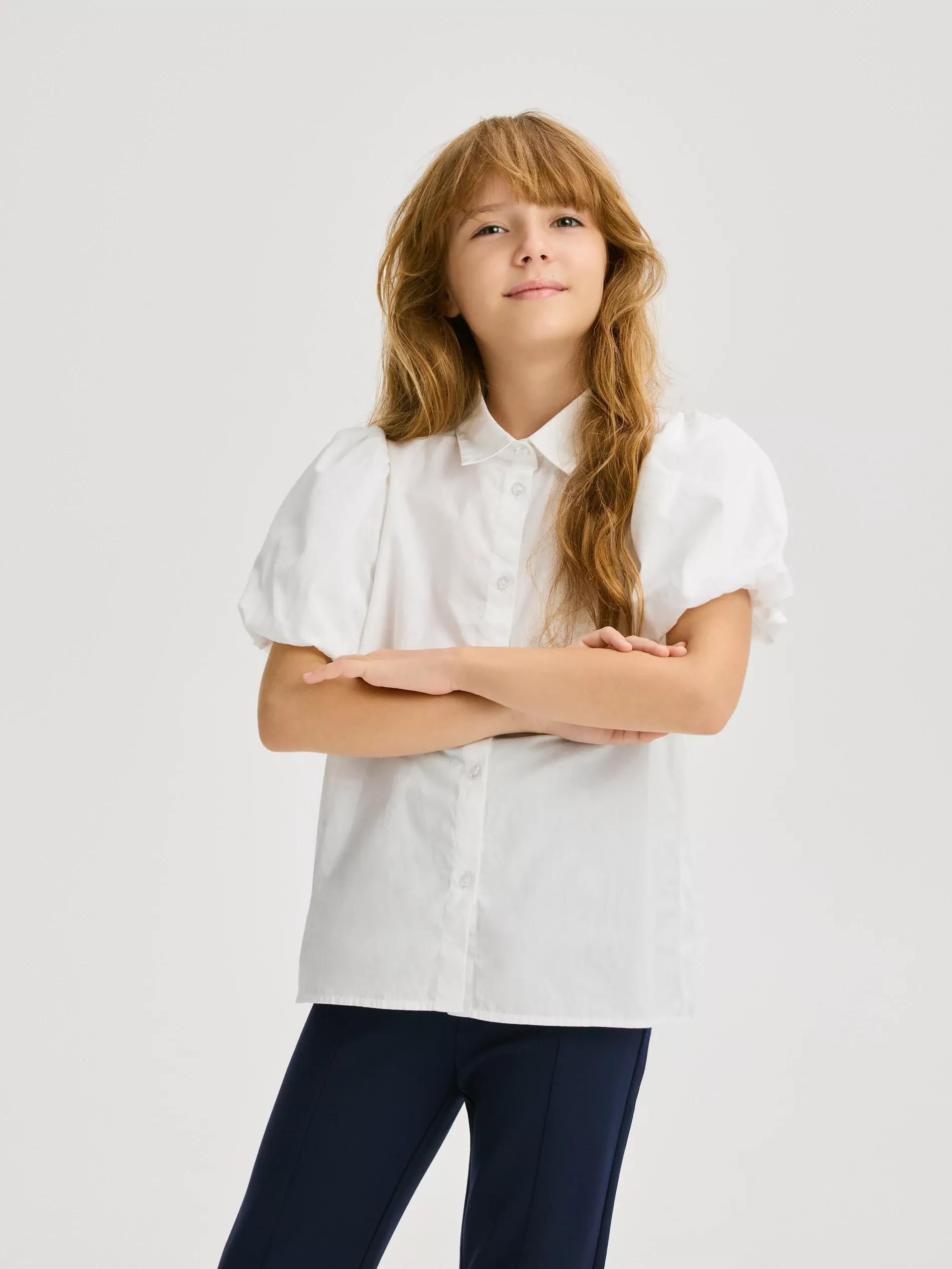 White White Puff Sleeve Shirt, , large image number 3