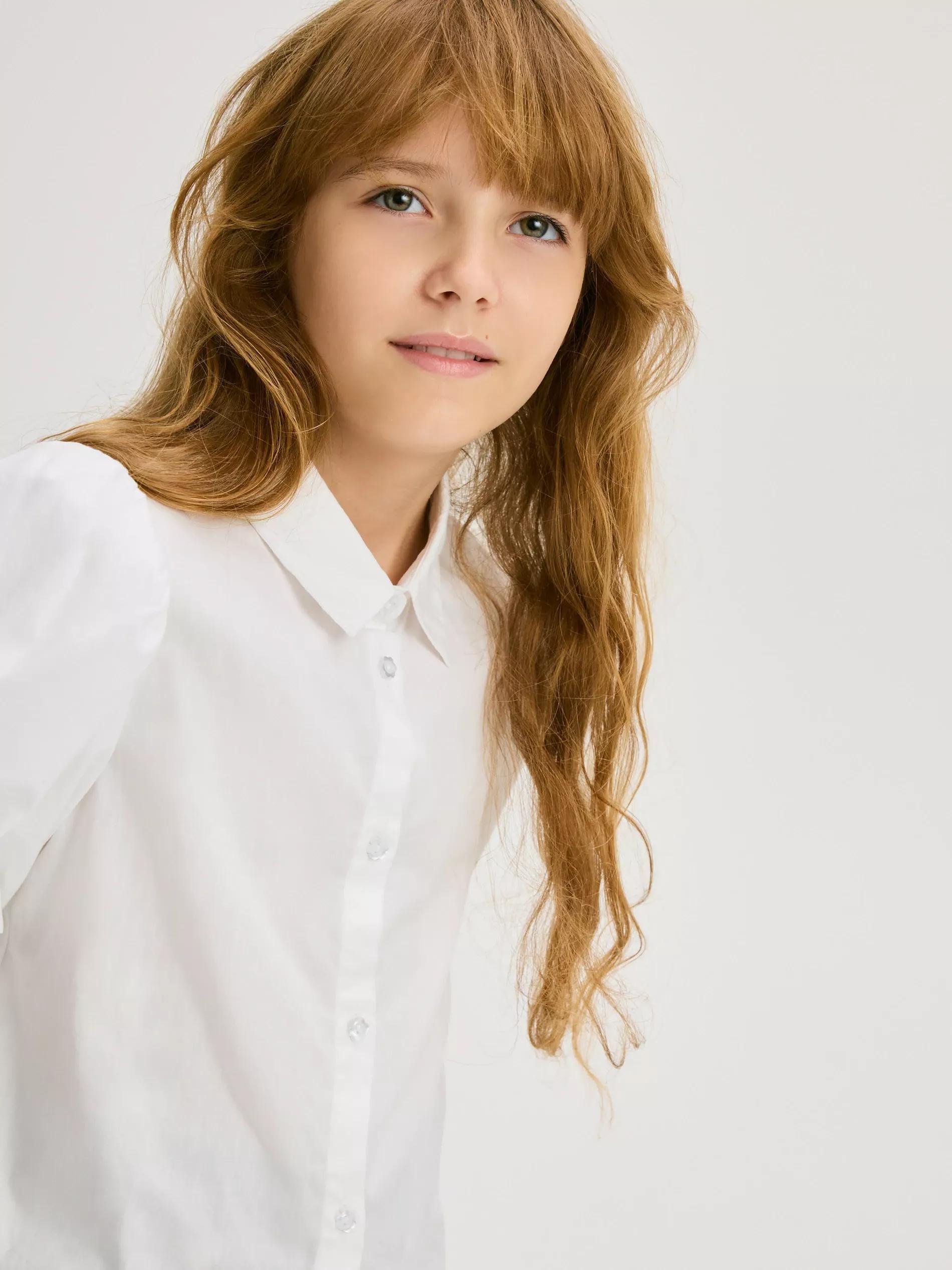 White White Puff Sleeve Shirt, , large image number 4