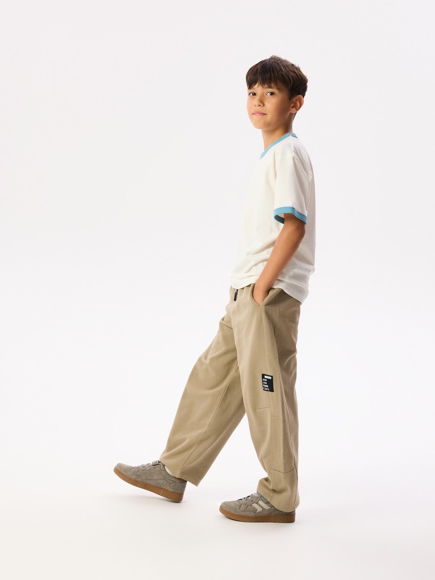Beige Cotton Barrel Trousers, Beige, medium