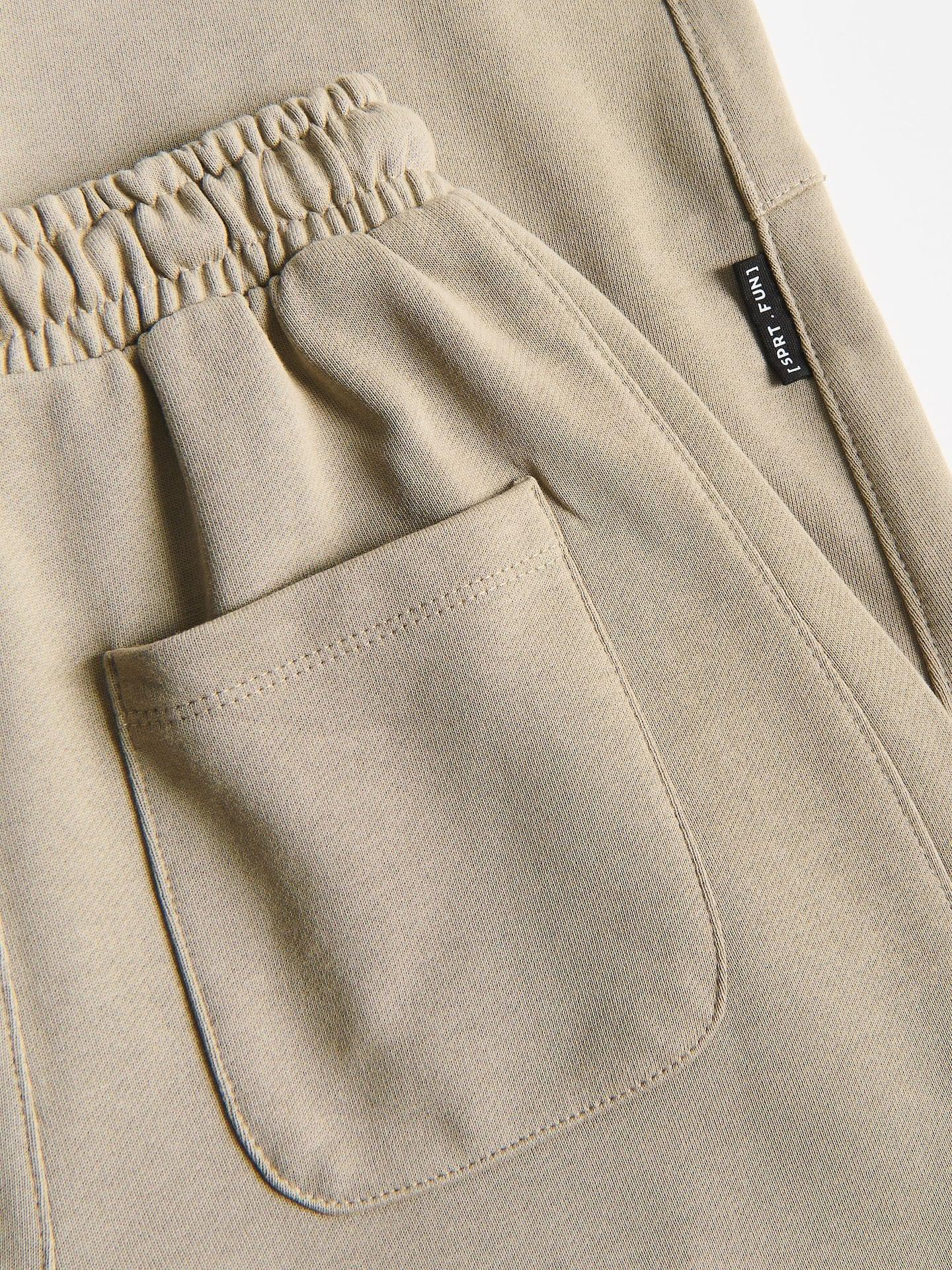 Beige Cotton Barrel Trousers, Beige, large image number 3