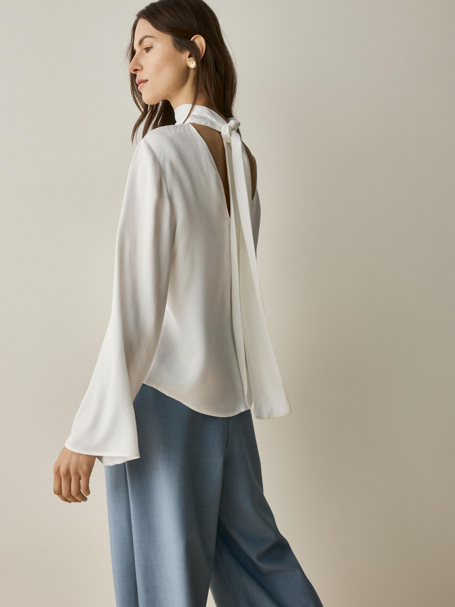 Cream Viscose Blouse, Ivory, medium
