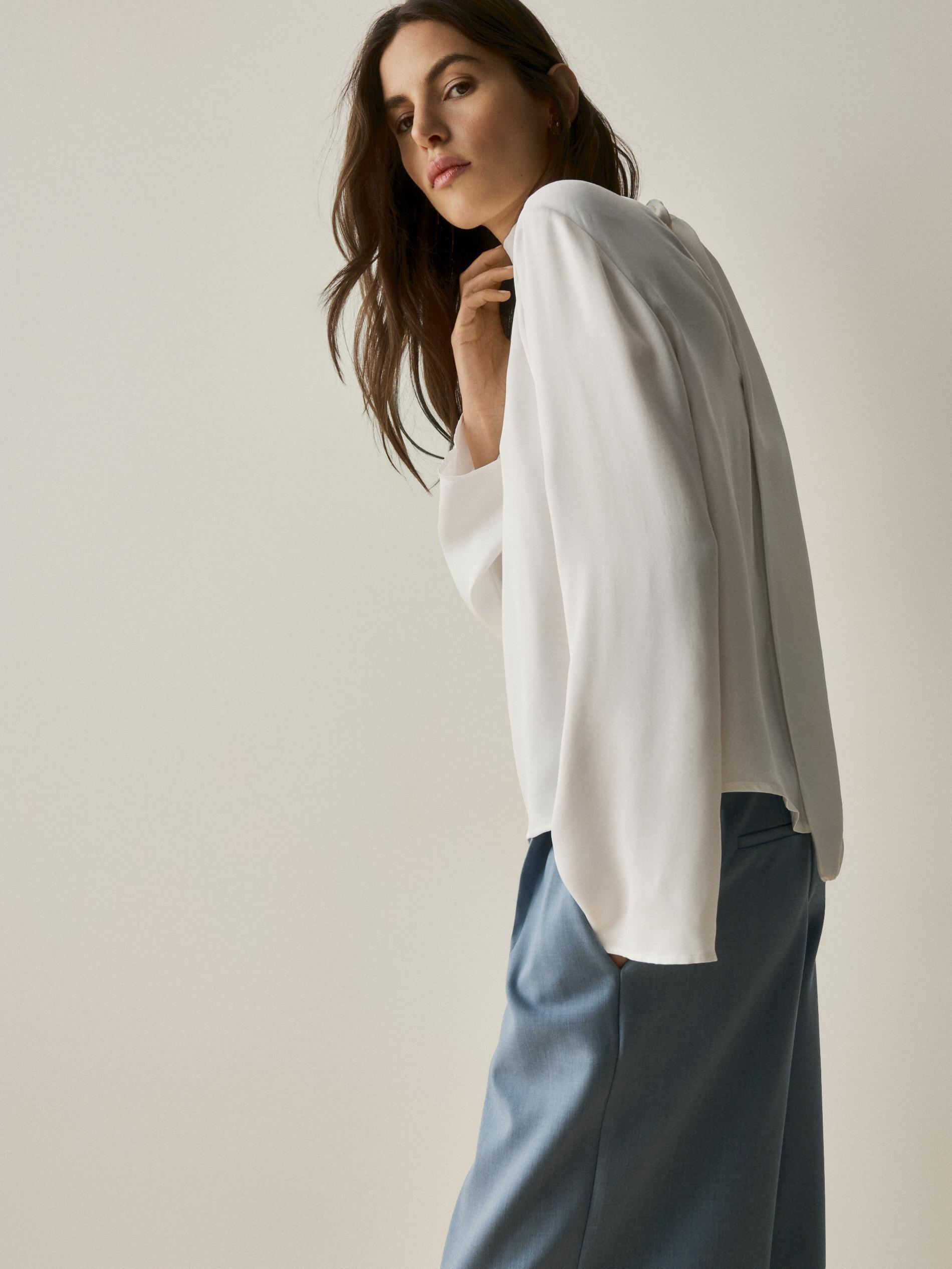 Cream Viscose Blouse, Ivory, large image number 3